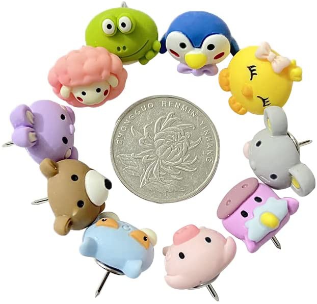 Description Picture 3 of item10pcs Decorative Animal Push Pins,Mini Thumbtack for Photo Wall Map Cork Board Rabbit Mouse Bear Sheep Penguin Chick Drawing Pin