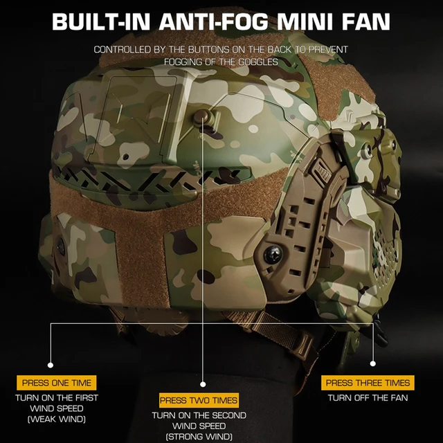 Tactical Military Helmet Airsoft Gear with Mask Headset Anti-fog Fan NV  Stand Hunting Paintball Mask