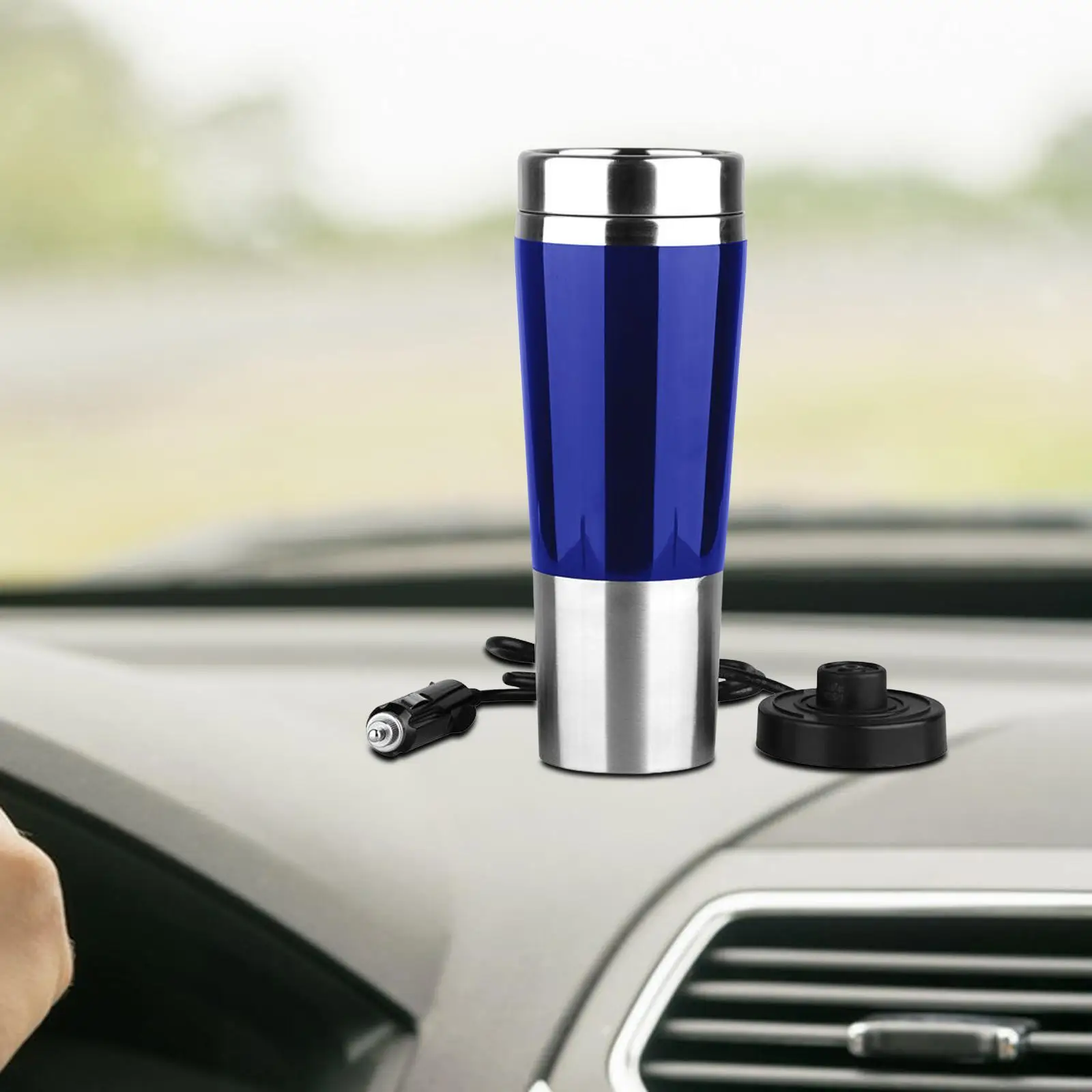Portable 12V Car Kettle Boiler Stainless Steel Heating Warmer 450ml Insulated Cup for Tea Milk Water Travel Camping