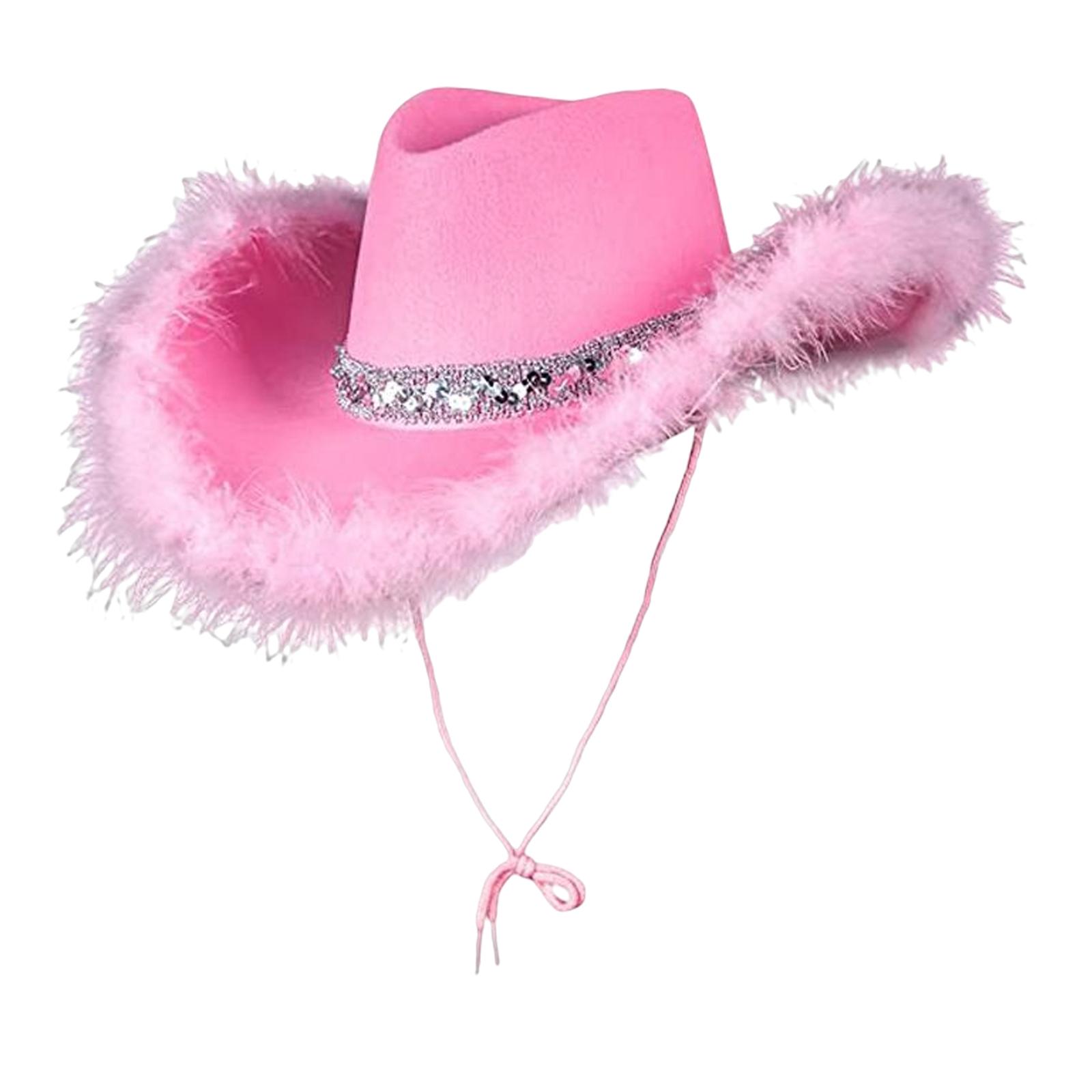 Western Style Cowgirl Hat Durable Chic Wide Brim Fashion Pink Cowboy Hat for Costume Holidays Party Festivals Beach