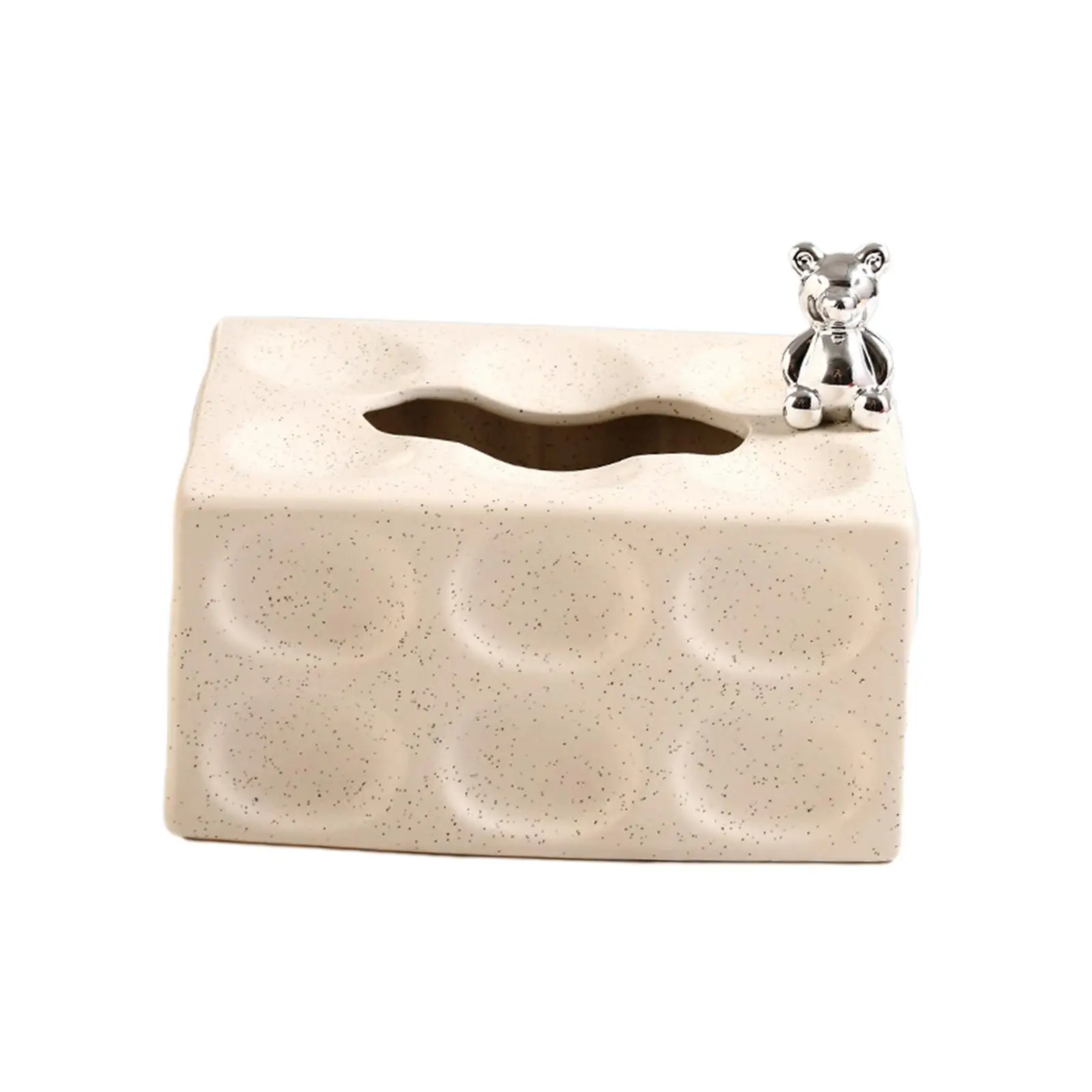 Ceramic Tissue Box Cover Holder Paper Storage Rectangle Facial Tissue Paper Box Cover for Countertop Vanity Bedroom Decor