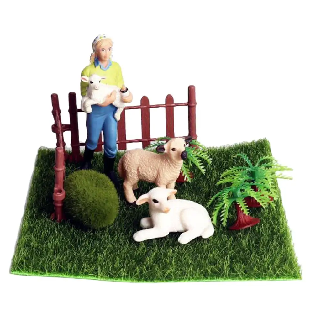 Mini Realistic Sheep Statue Simulation Model Farm Miniature Landscape DIY Ornament Decoration Garden Dollhouse Accessories