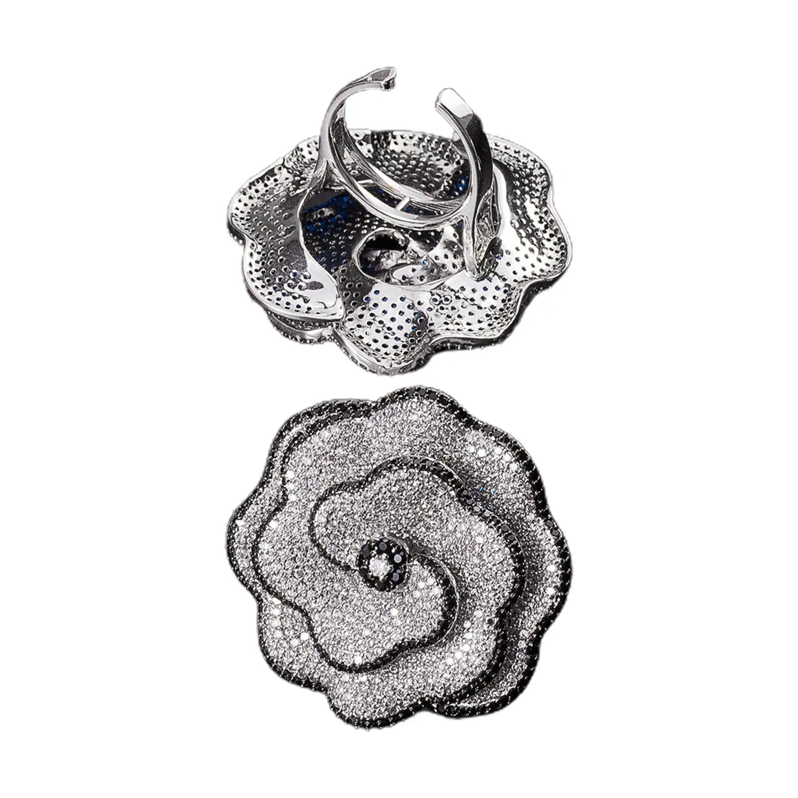 Open Rings Ring Elegant Cubic Zirconia Big Jewelry Metal Adjustable for Anniversaries Statement Engagement Party