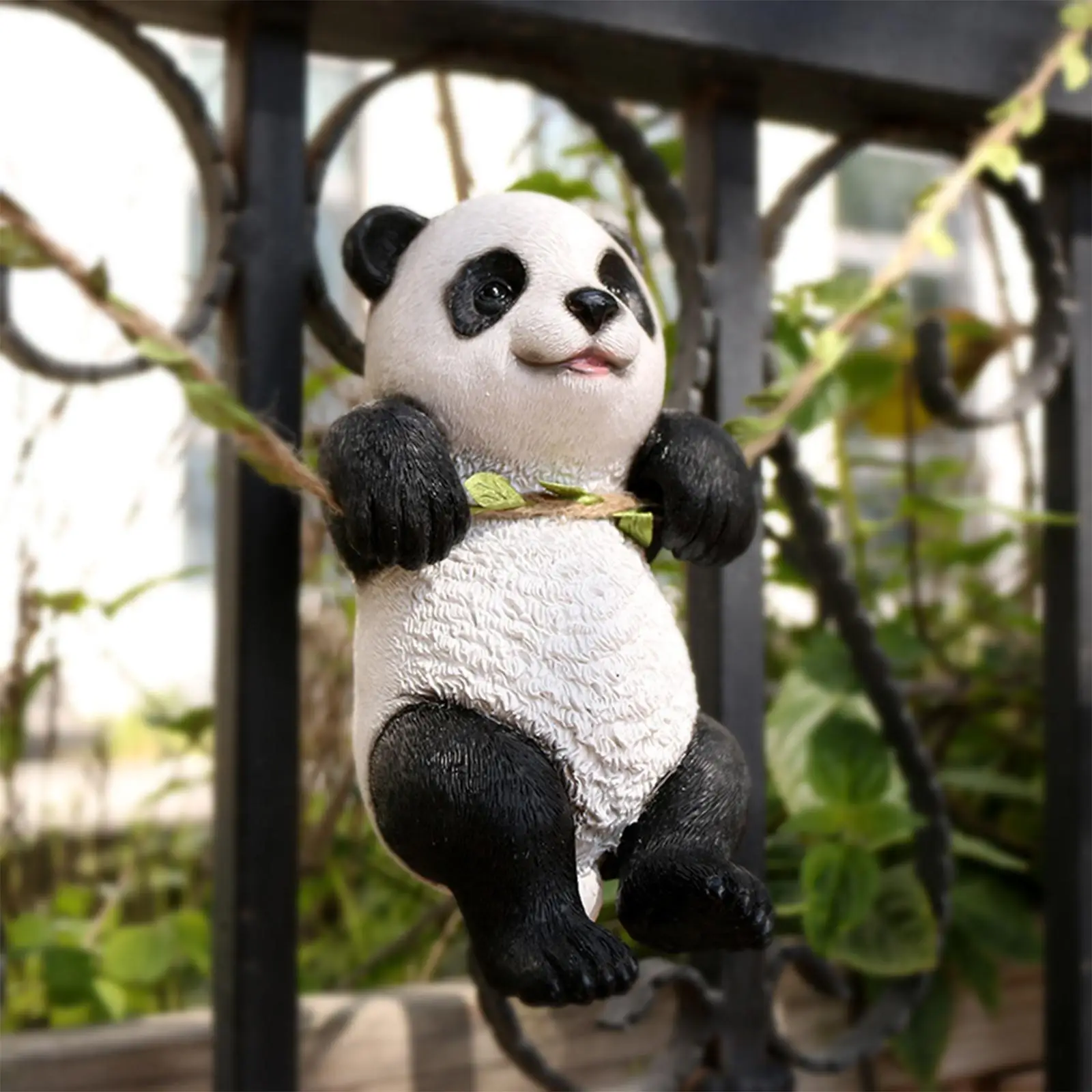 Animal Garden Statue Figurine Creative Garden Pendant Simulated Panda Sculpture Ornaments for Home Indoor Backyard Outdoor Patio