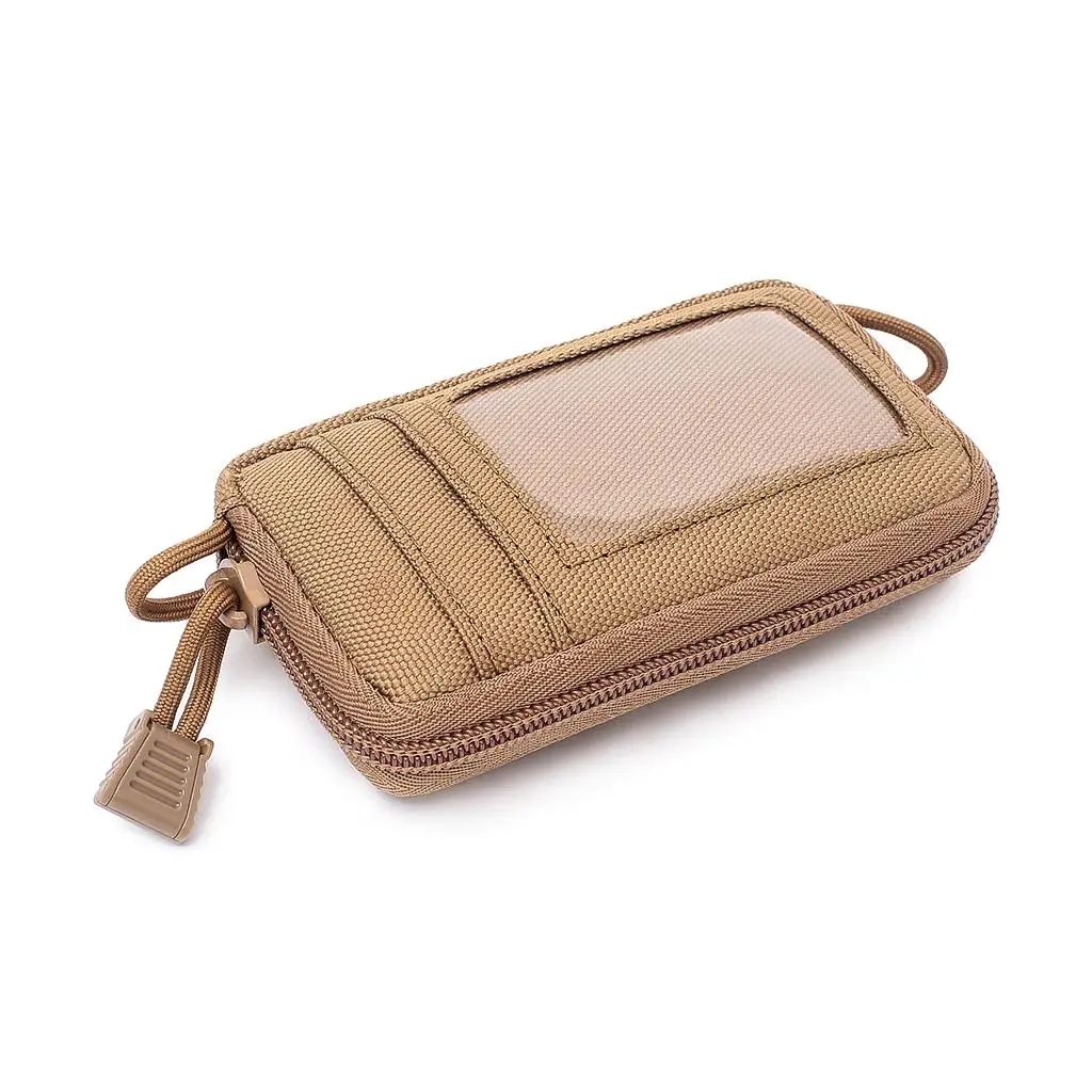 Front  Mini Wallet Waist Belt Pouch With Waterproof Zipper, Cassette