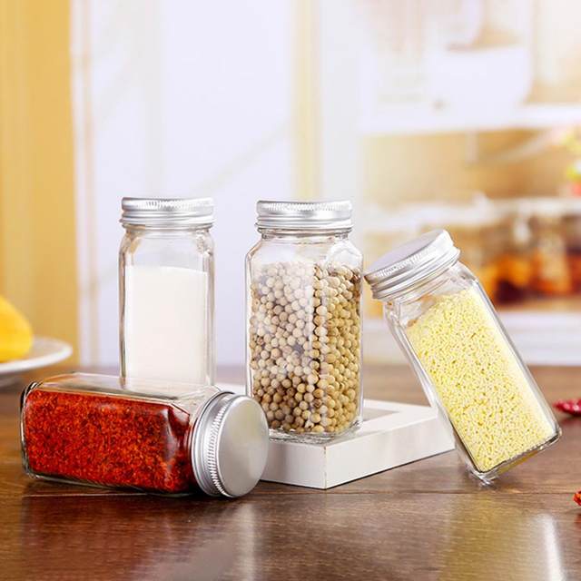 RSVP Endurance® Large Square Glass Spice Bottles – Clear - Spoons N Spice