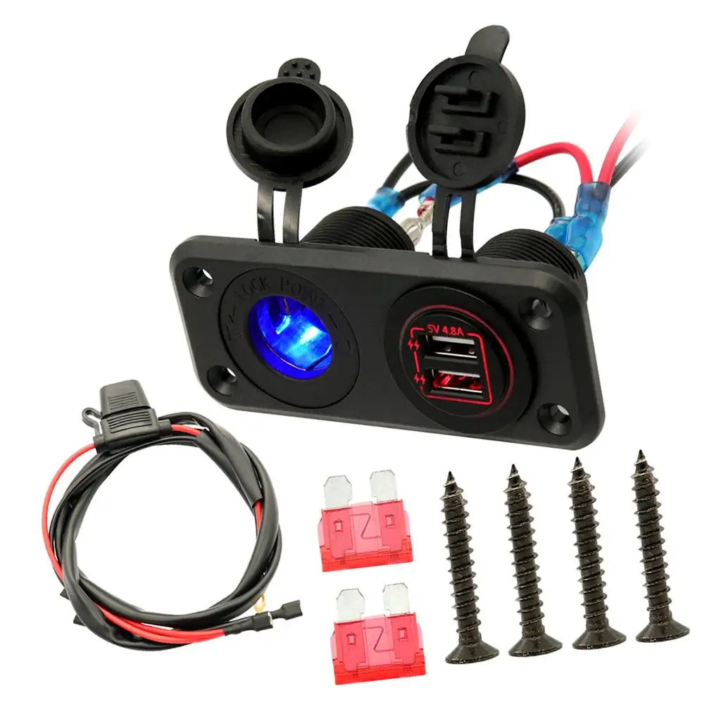 Dual  Charger 12-24V Waterproof Power Outlet for  Motorcycle