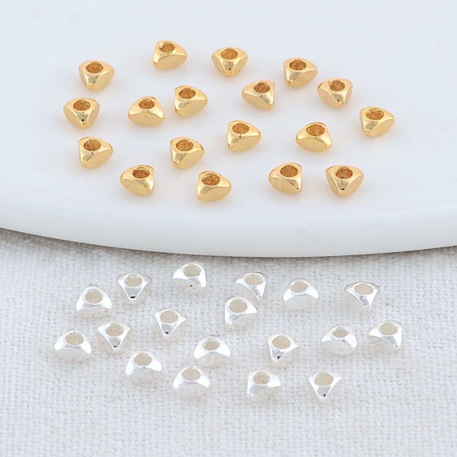 100PCS 1,2*3MM 14K Gold Farbe Überzogene Messing Dreieck Spacer Perlen Flache Armband Perlen Hohe qualität Diy Schmuck Zubehör – Detail 1