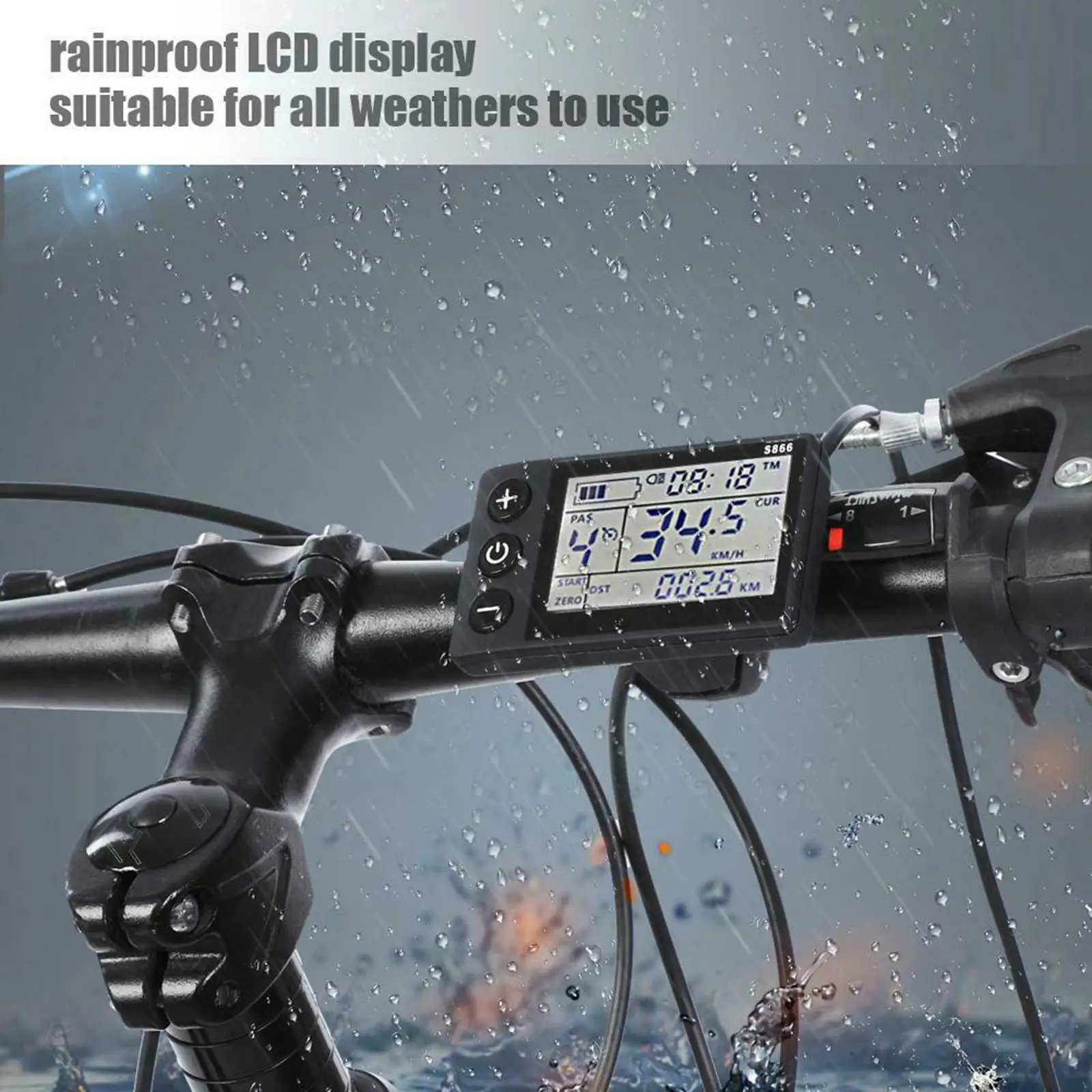  LCD Display Meter, Bicycle Computer Speedometer Odometer Backlight Large LCD Display, Electric Bicycle Scooter Meter