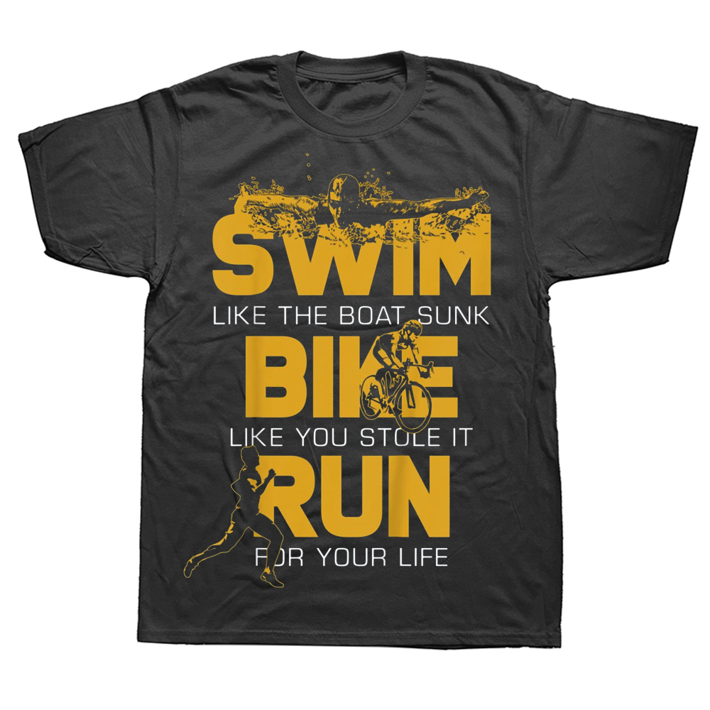 Neuheit Triathlon Schwimmer Fahrrad Laufen T Shirts Streetwear Kurzarm Geburtstag Geschenke Sommer Stil T-shirt Herren Kleidung – Detail 2