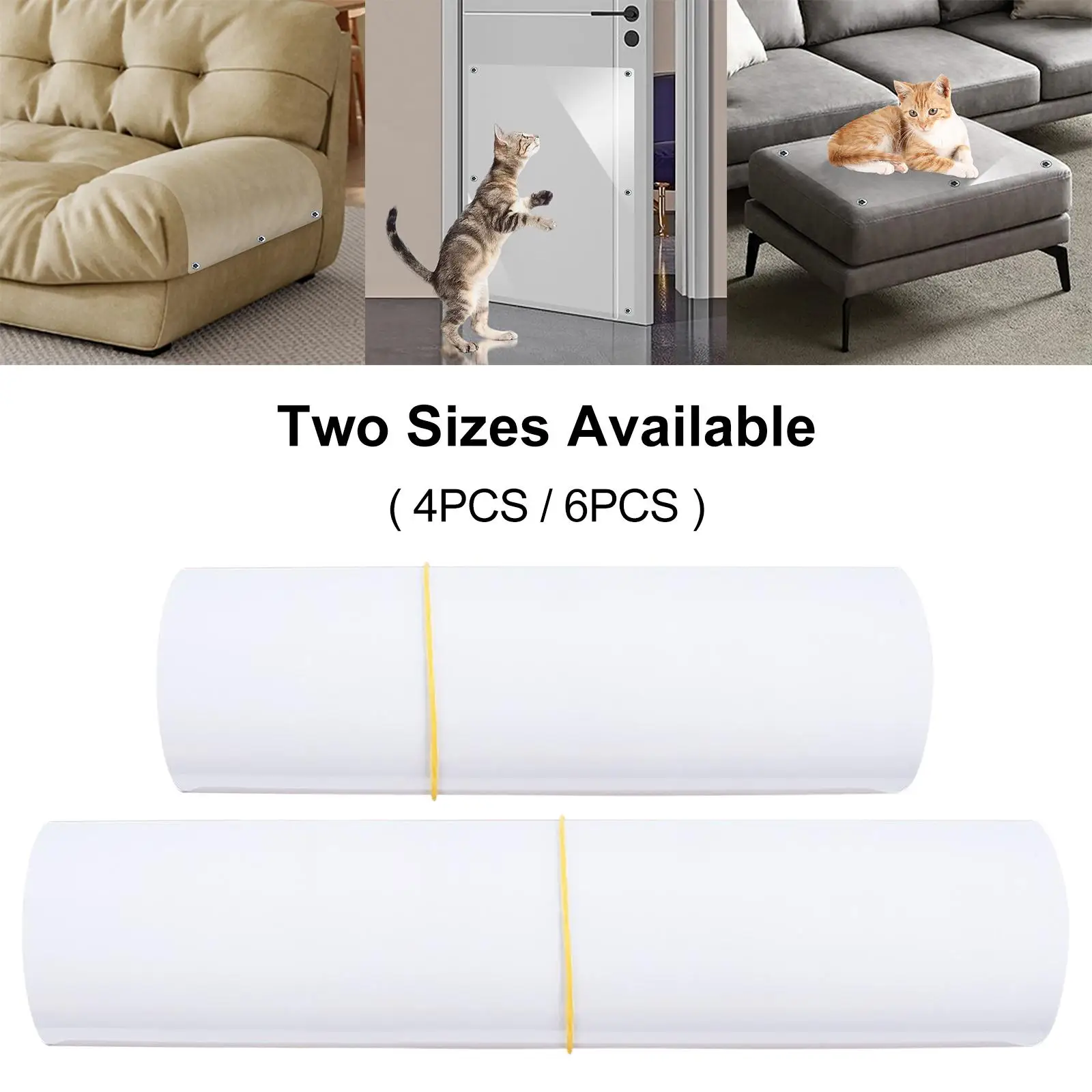 4/6Pcs Cat Scratch Deterrent Tape Furniture Protectors Cat Scratch Shields Clear Cat Training Tape Anti Scratching Sticky Tape