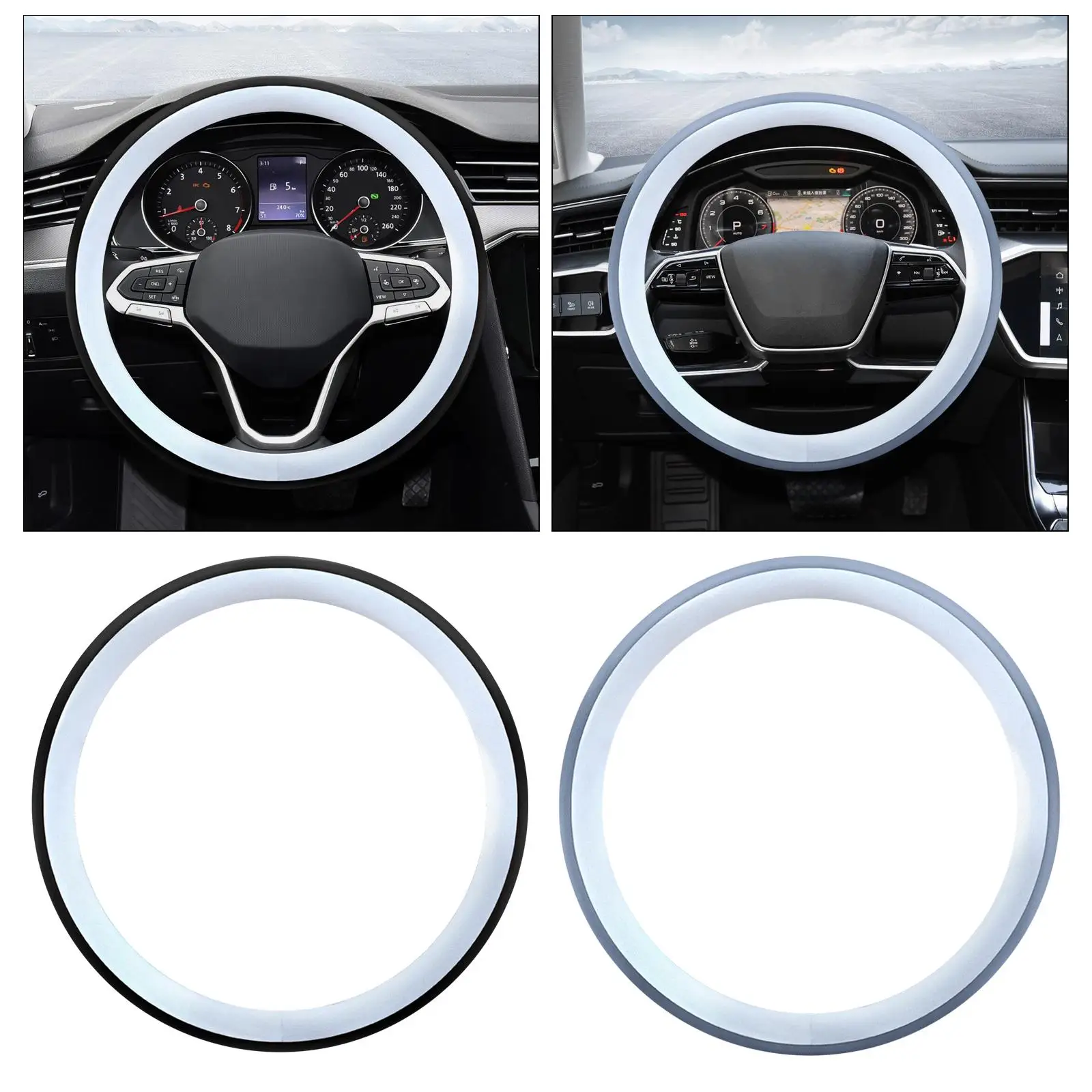 38cm Car Steering Wheel Cover Wear Resistant Easily Install Protector Cover