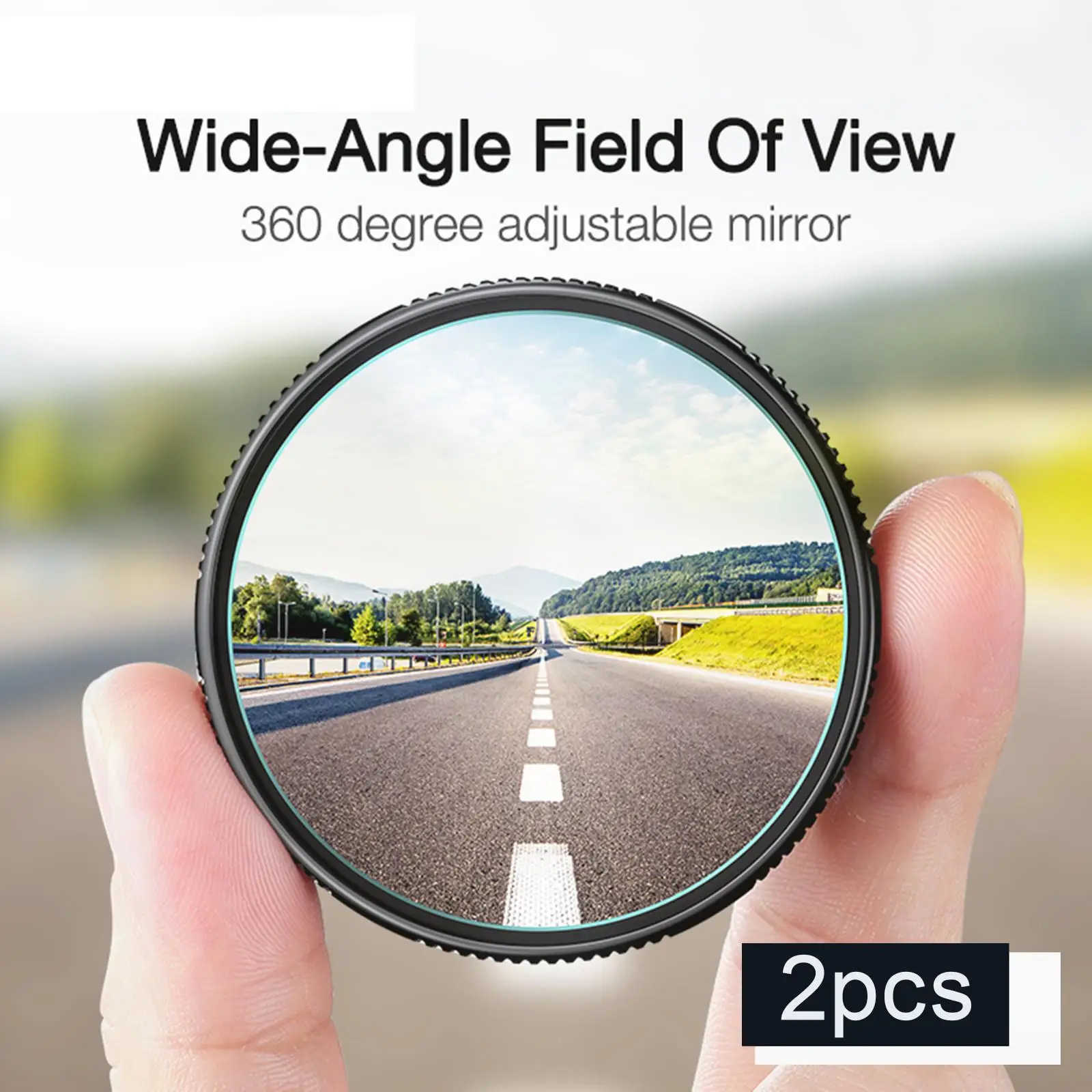 2x Round Spot Mirrors, Side Rearview Mirror 360° Wide