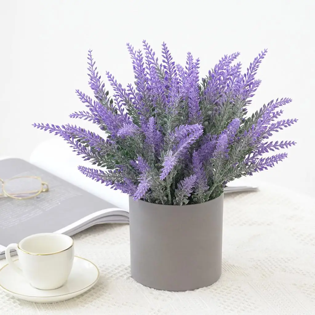 Faux Lavender Flower Potted, Artificial Plant in Pot Fake Plants Bonsai for Office, Home, Kitchen, Table Indoor Decor