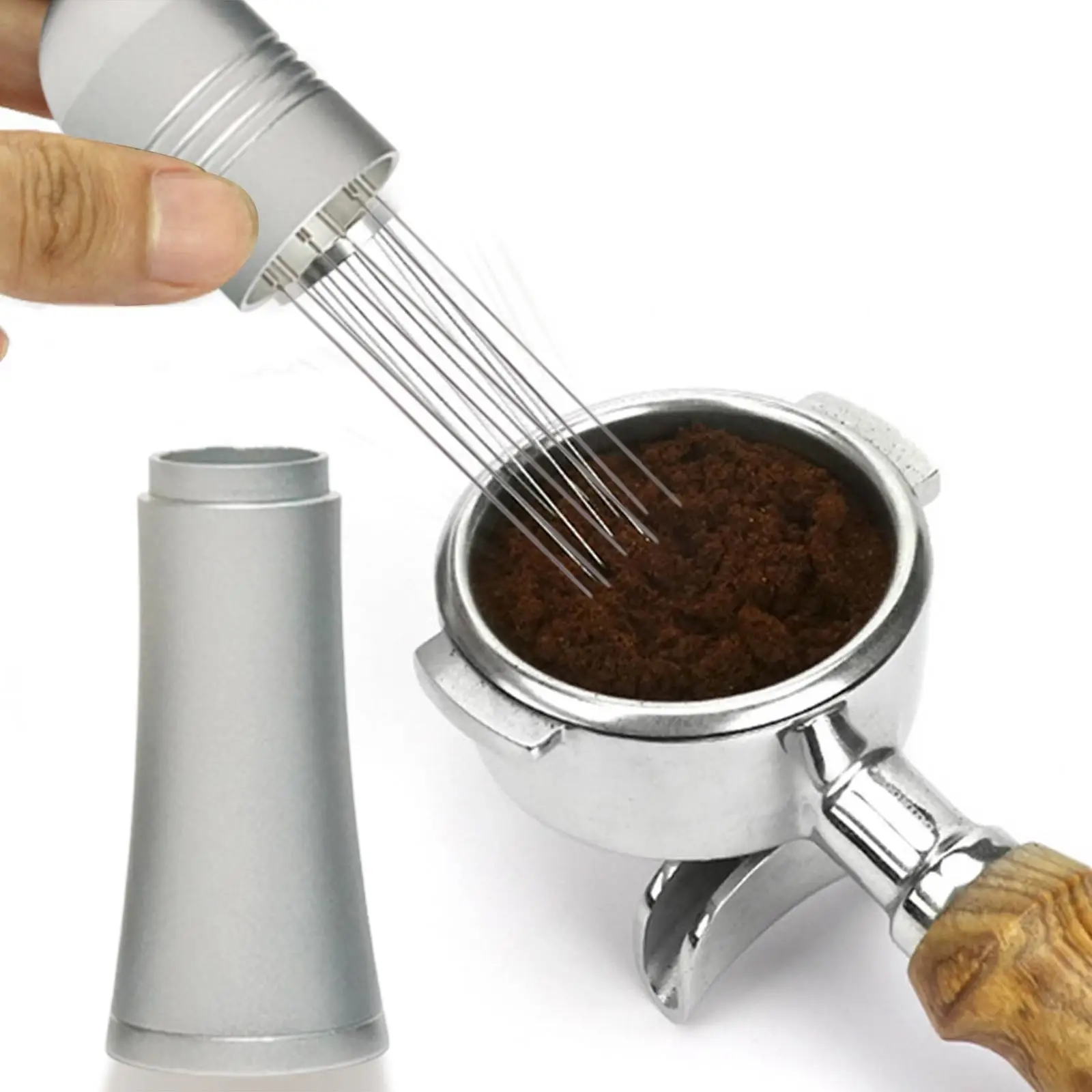 Coffee Distributor Tamper, Hand Tampers Stirring Tool, 2 in 1, Barista Leveler Tool for Barista Tools
