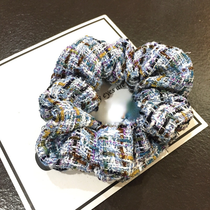 Koreanische Herbst Winter Neue Woolen Haar Krawatten Dickdarm Ring Design Weiche Schwarz Weiß Streifen Gummi Mädchen Accessoires – Detail 8