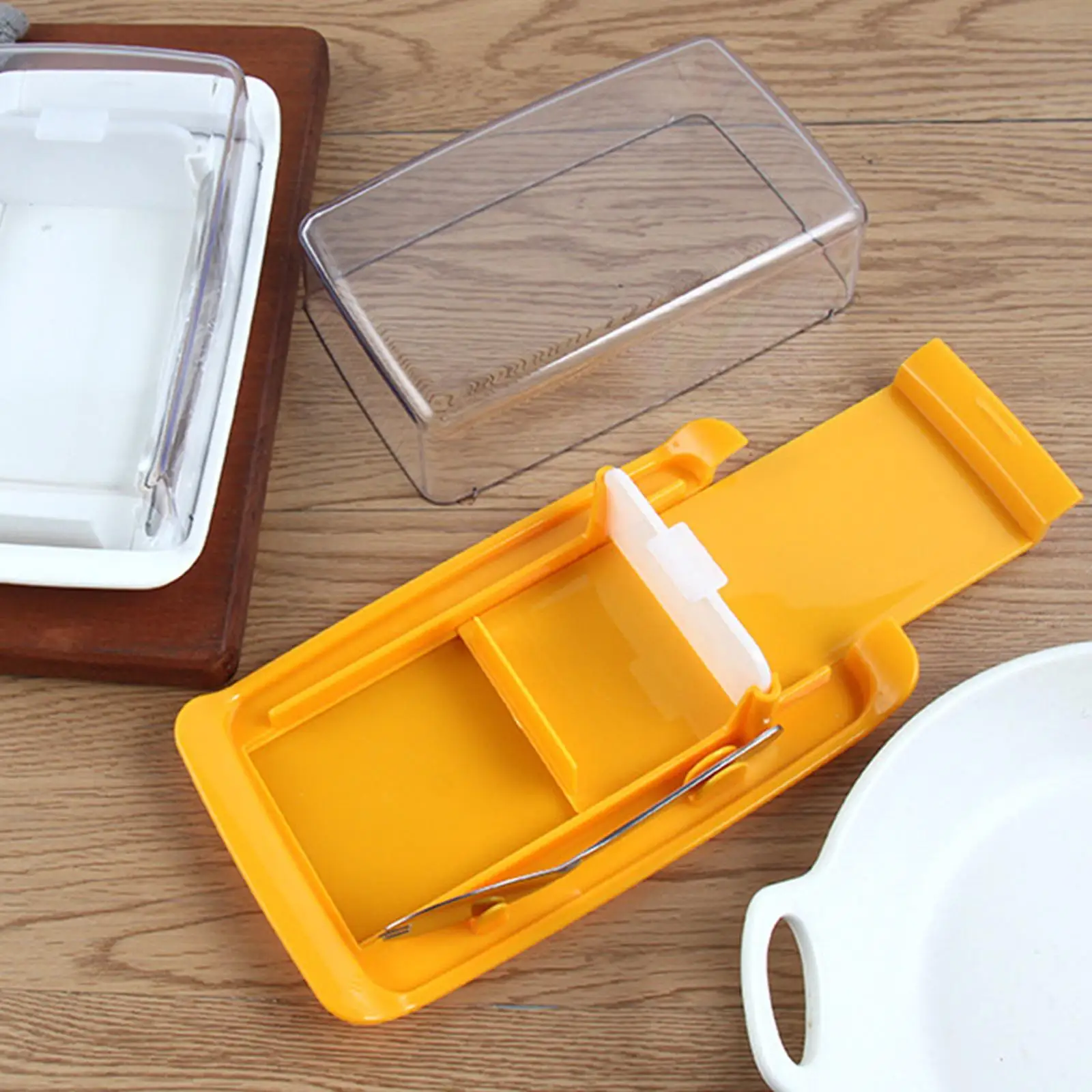 Sealing Storage Keeper Tray with Lid Stainless Steel Tangent Fresh Keeping Storage Butter Dish with Lid for Cheese