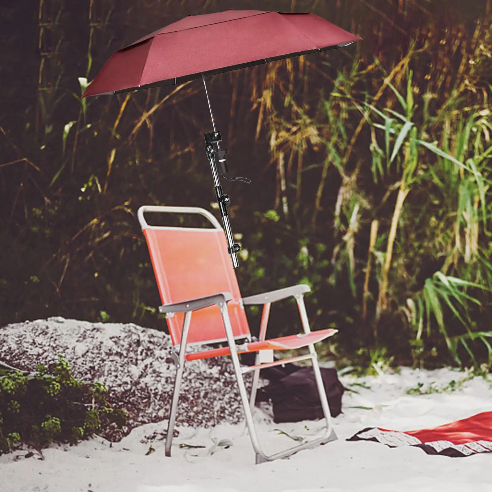 Beach Chair Umbrella with Universal Clamp Waterproof Adjustable Umbrellas