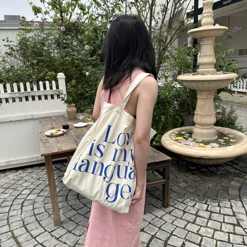 Bolsa lona com padrão letra para mulheres,