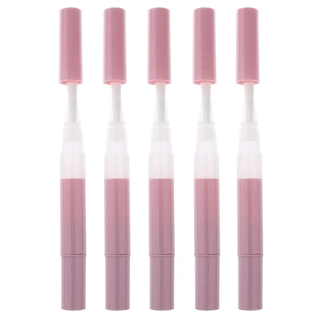 5 Pieces 3ml Travel Empty Pen Cosmetic Container Tube Nail Tool Pink - Pink, as described