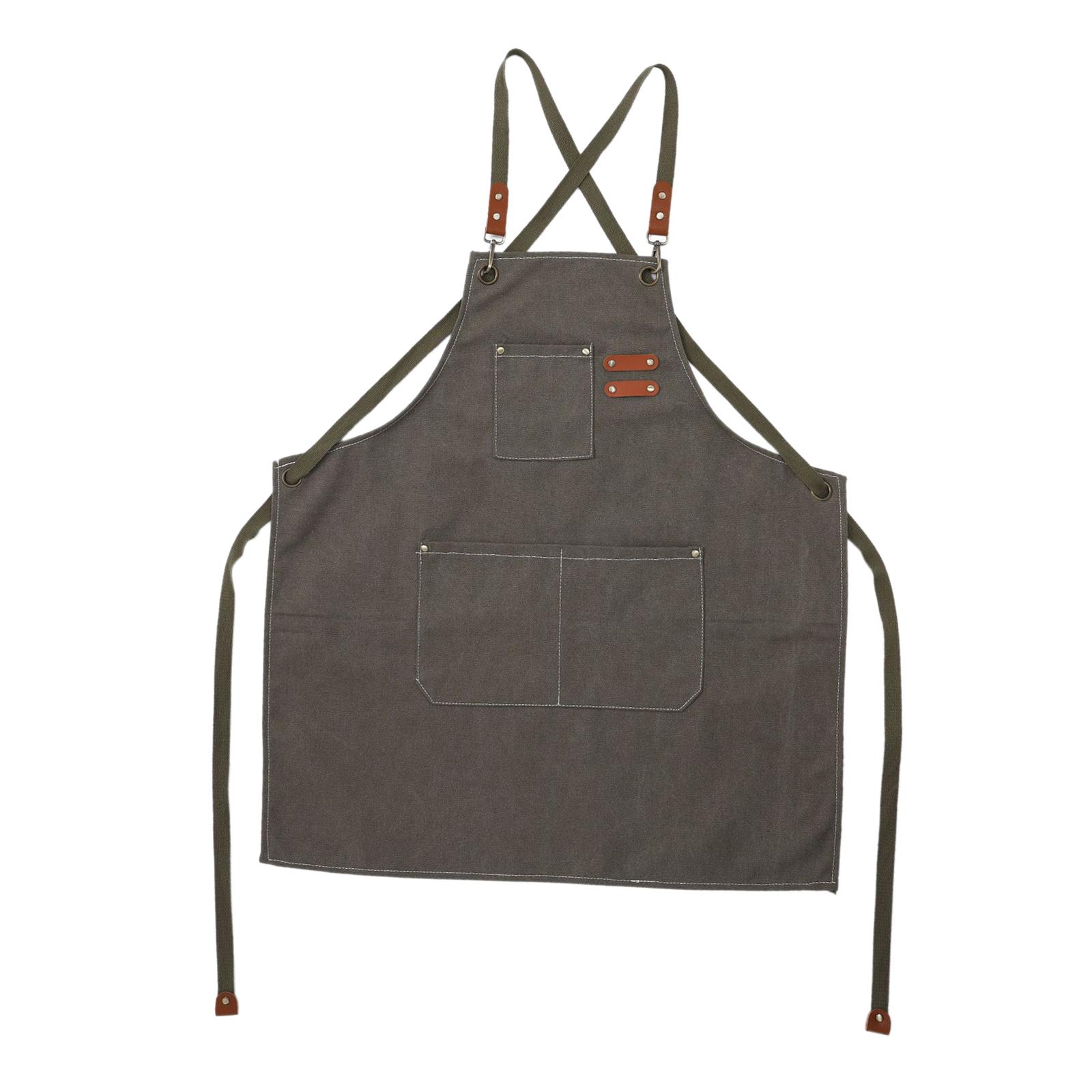 Work Bib Apron Strap Kitchen Cooking Apron for Outdoor Barbecue