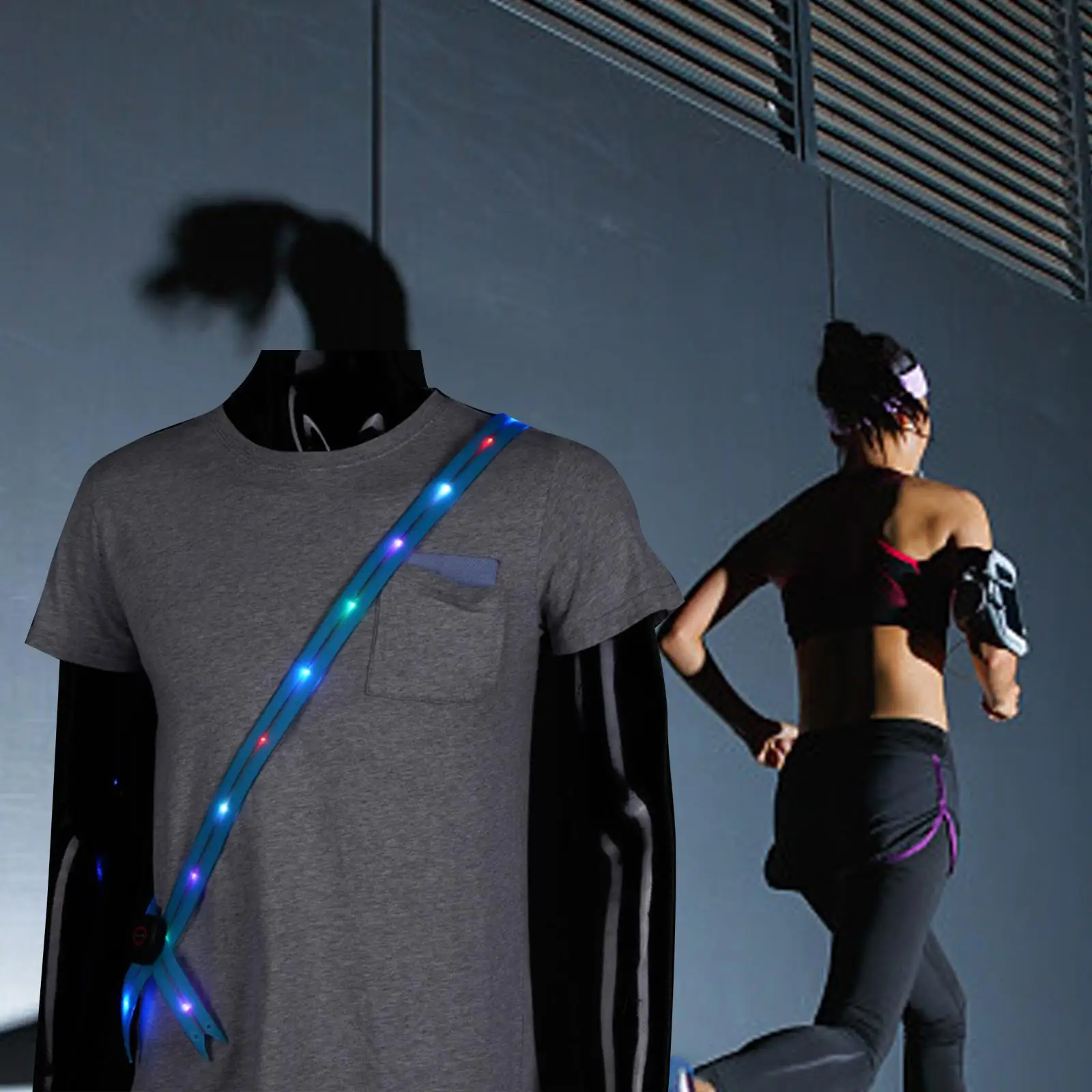 LED Lights Belt Rechargeable Night Running Gear 3 Lighting Modes Shoulder Straps