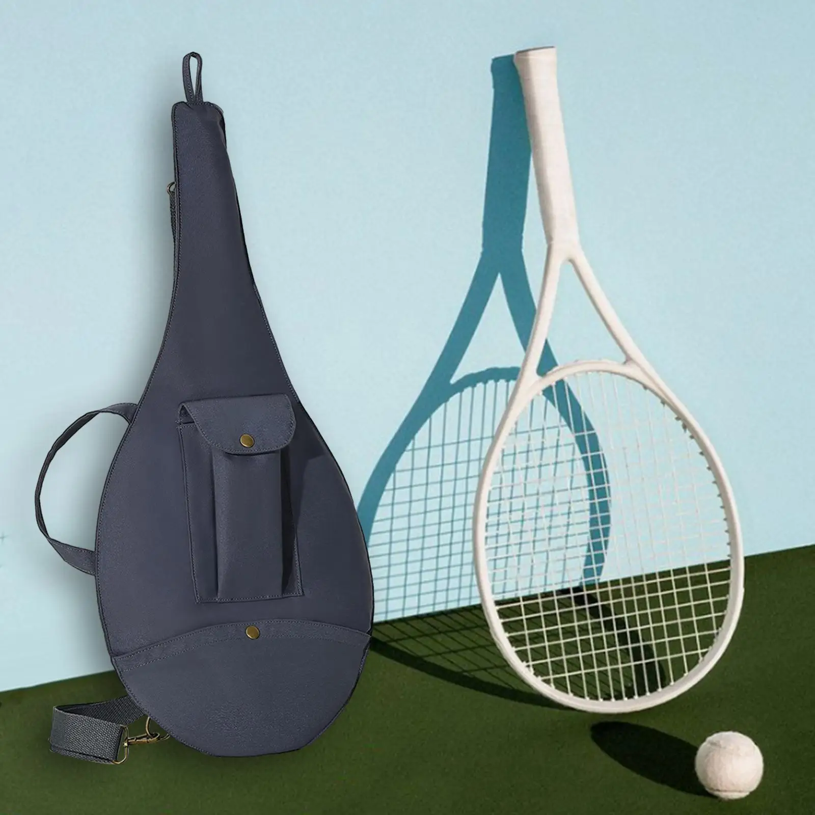 Tennis Racket Bag Carrying Bag Practical Scratch Resistant with Exterior Pocket Men Women Detachable and Adjustable Shoulder Bag