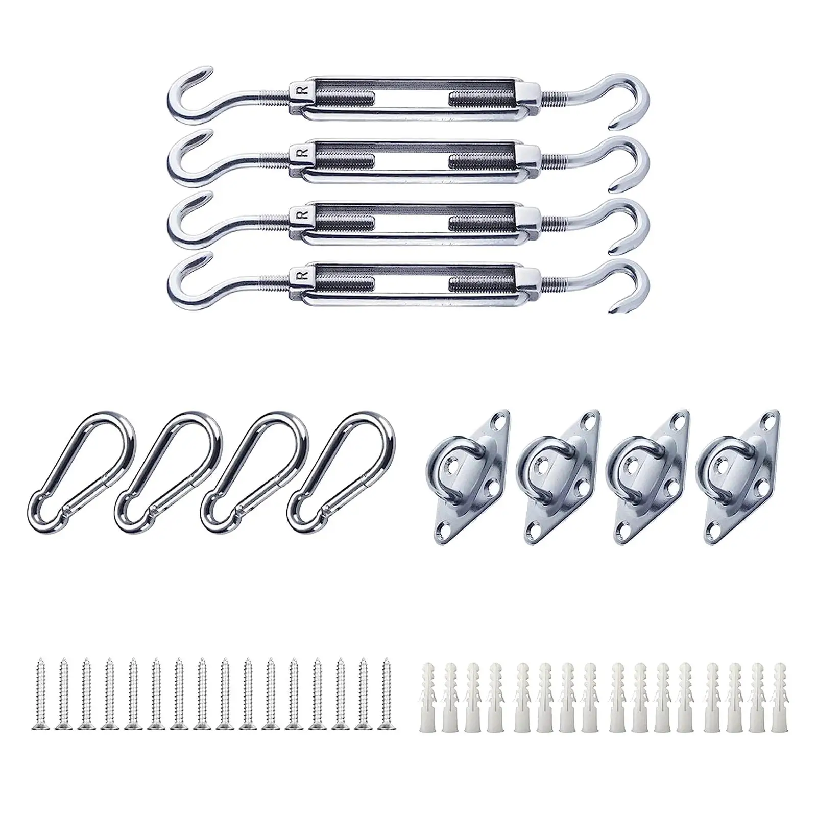 Canopy Installation Kits Stainless Steel Metal Sail Shade Hardware Kits Awning Attachment Set for Deck Lawn Patio