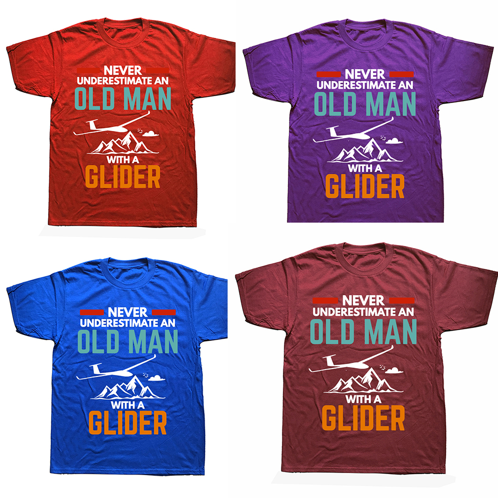 Glider Pilot Unterschätze niemals einen alten Mann Segelflugzeug T-Shirts Grafik Streetwear Kurzarm Geburtstagsgeschenke T-Shirt – Detail 3