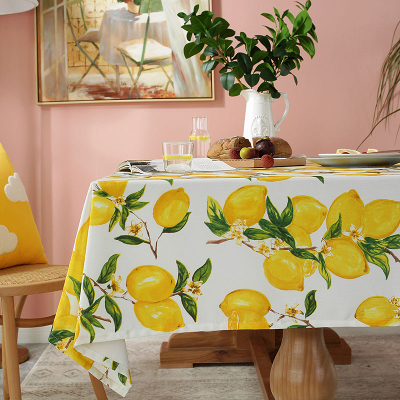 Description Picture 3 of itemIns Style Lemon Print Tablecloth Waterproof Rectangular Tablecloth Coffee Table Table Mat Party Wedding Decoration Accessories