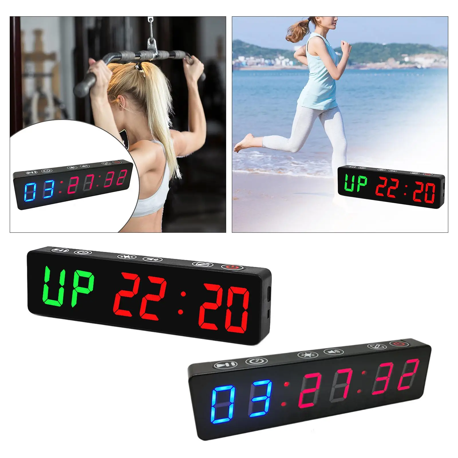 Stopwatch Digital Timer Multifuncational Gym Timer LED Workout Colck for Exercise Home Garages Outdoor Sport Training Fitness