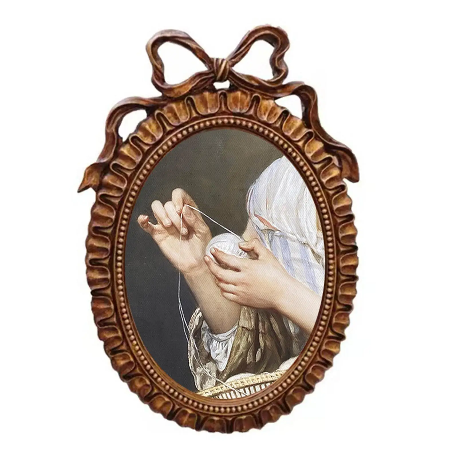 European Style Antique Oval Resin Photo Frame, Wall Mounting for 12x18cm Photo Decoration Gift Home Decor Photo Gallery Art