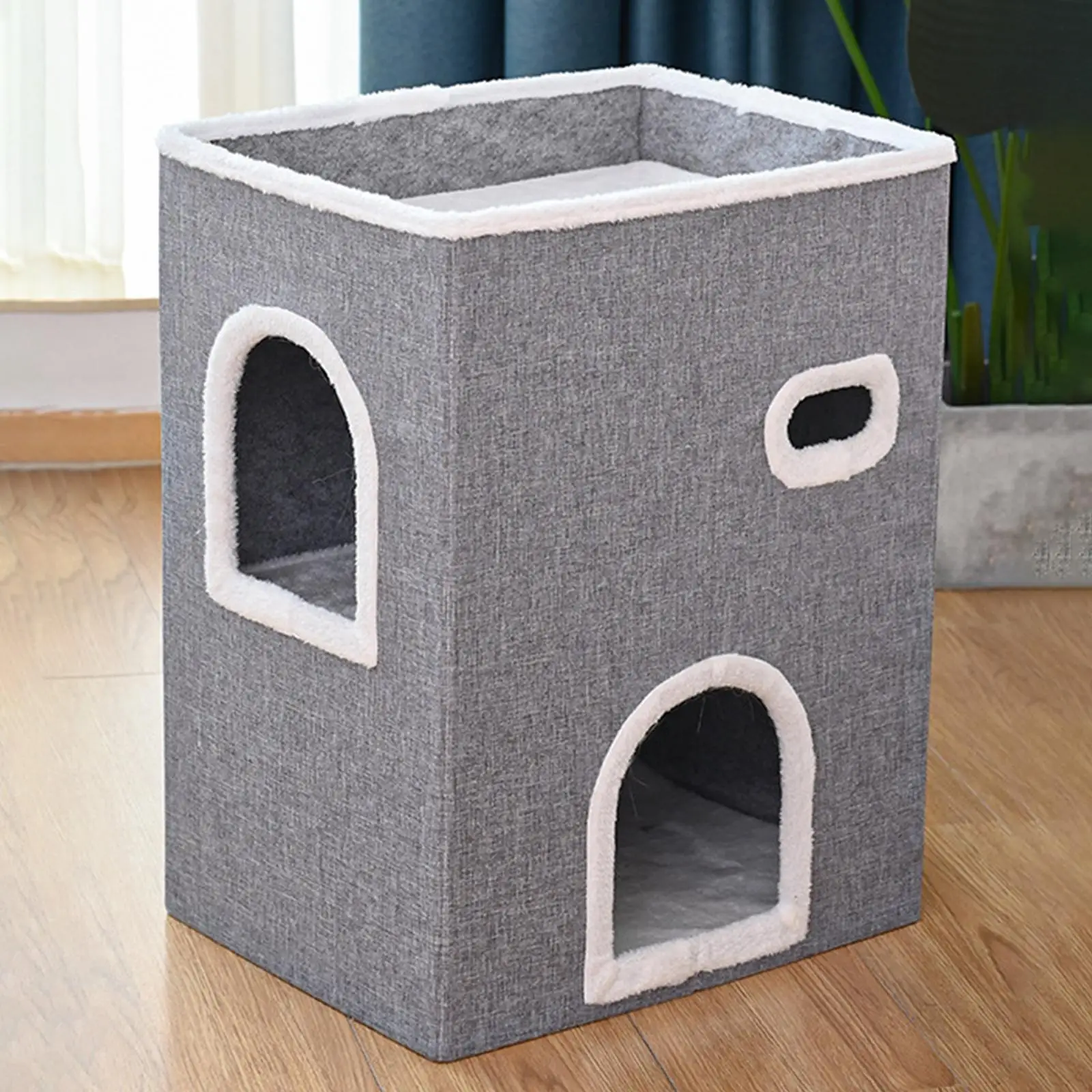 Foldable Cat Bed Multipurpose Furniture Protection Cat Hideaway Cat Scratching Board for Rest Playing Climb Exercising Sleeping