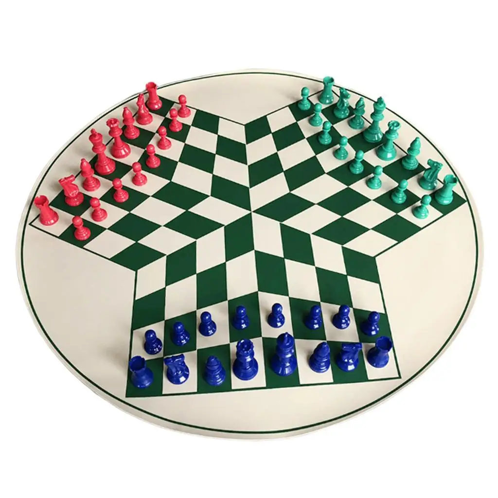 3-Players International Chess Sets Travel Game Sets Portable Chessboard With