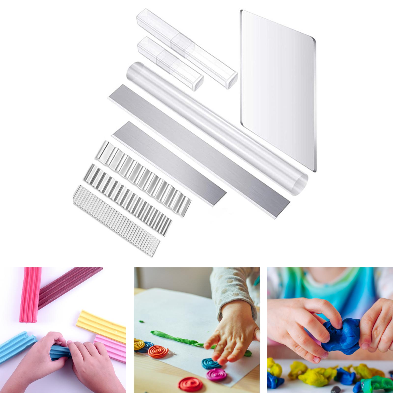 with Acrylic Roller Acrylic Sheet Acrylic Clay Roller Set 9Pieces Sculpture Making Sculpting, Straight and Wave Craft Clay Tools
