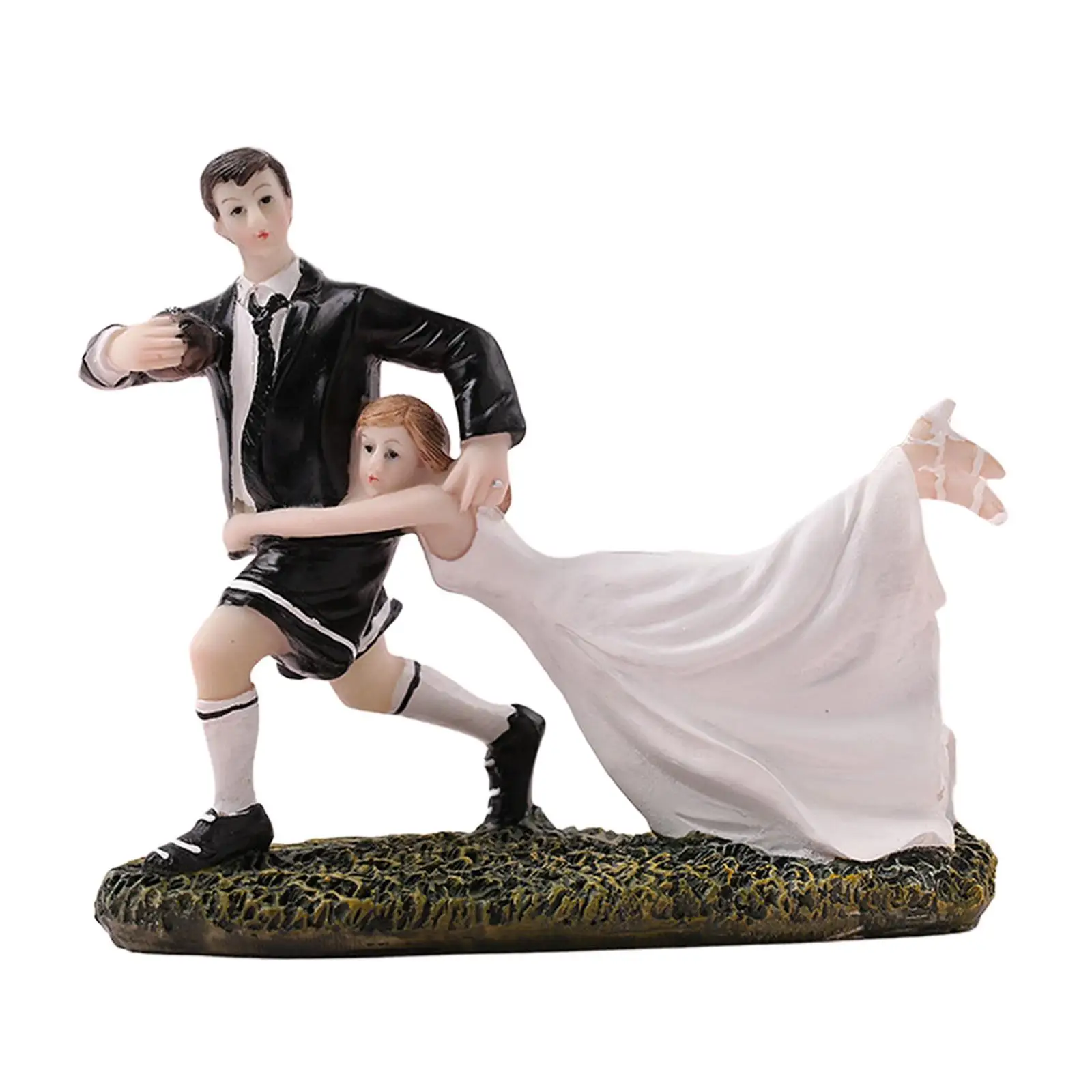 Wedding Cake Topper Bride and Groom Football Figurine for Tabletop Ceremony