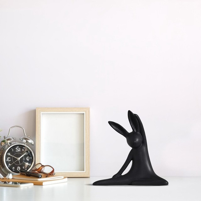 Yoga Rabbit Desktop Ornament Cute Ceramic Model Art Craft Home