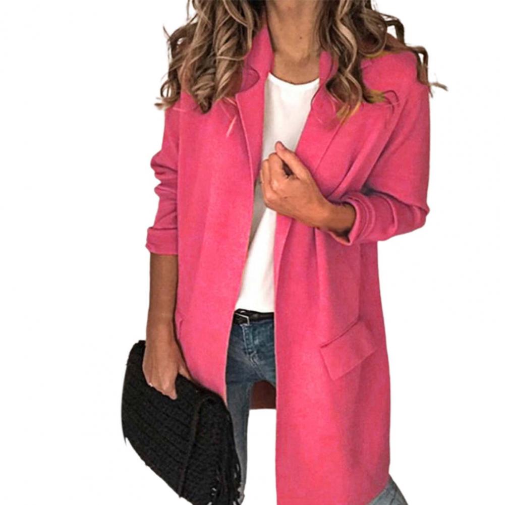 Title 12, Women Long Blazer Solid Color Loose Cardigan Lo...