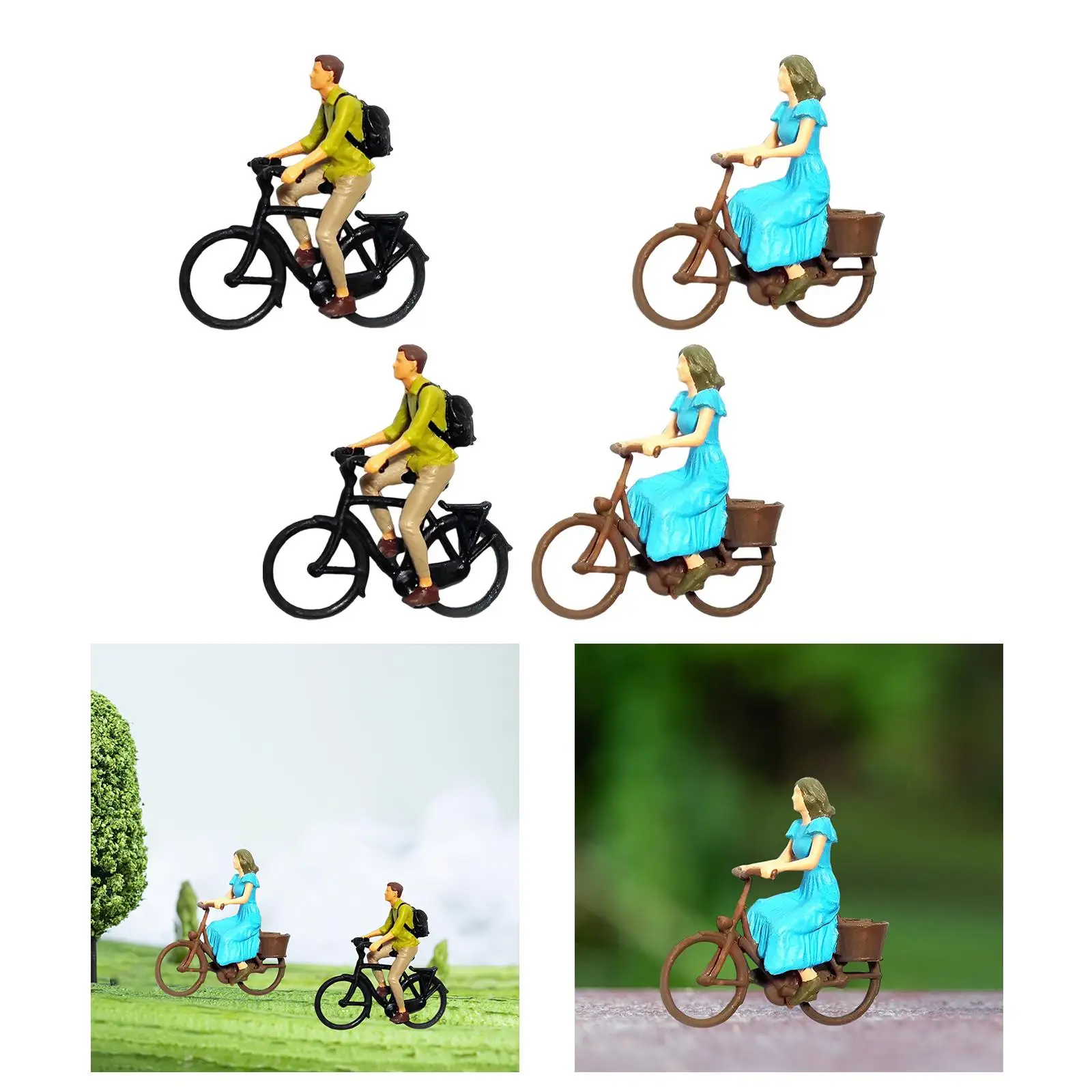 Resin 1/87 Scale Cyclist Figurine Mini People Model for Cycling Scene Layout