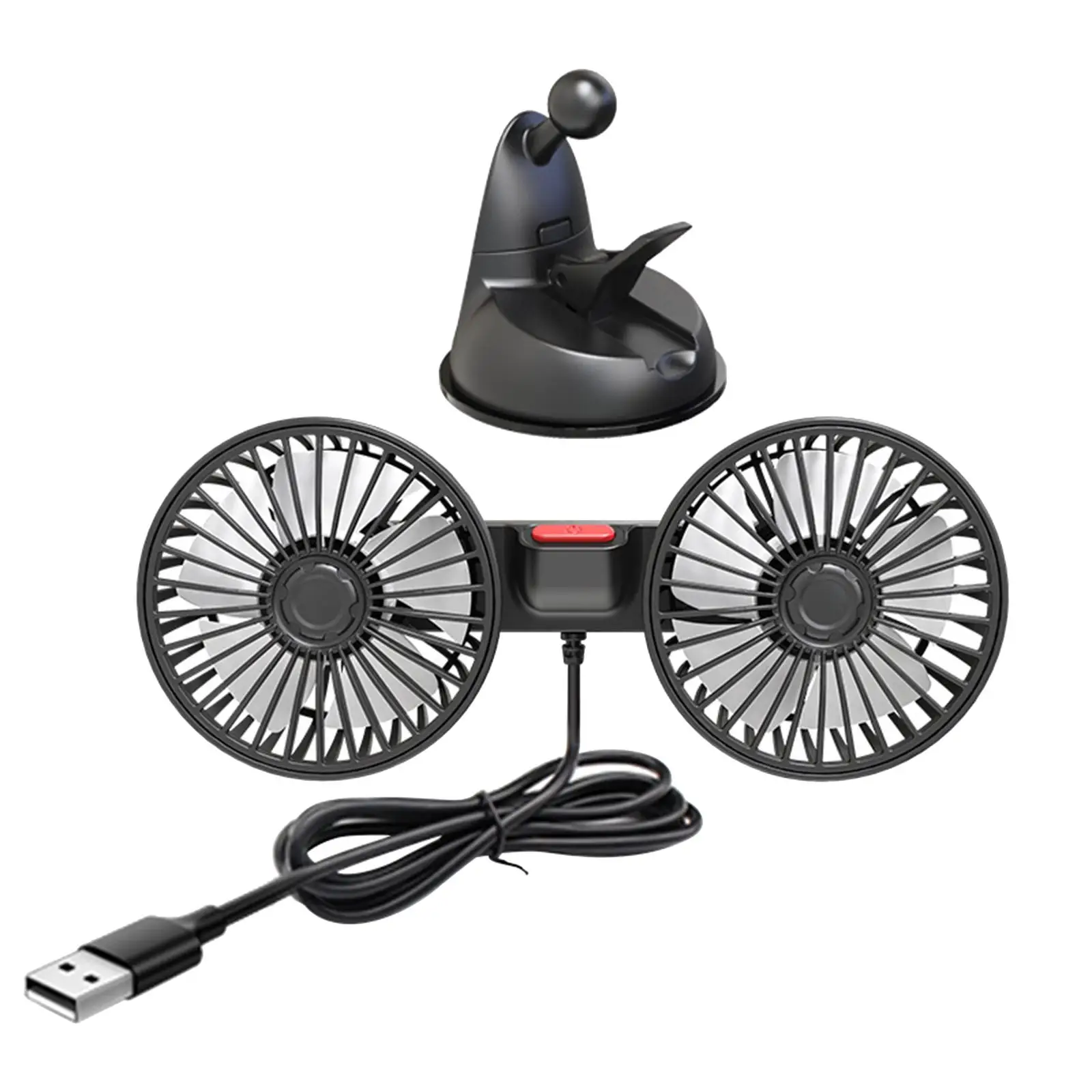 Car Fan Portable Vehicle Fan 5V 10W Wind Regulation 360 Degree Adjustable