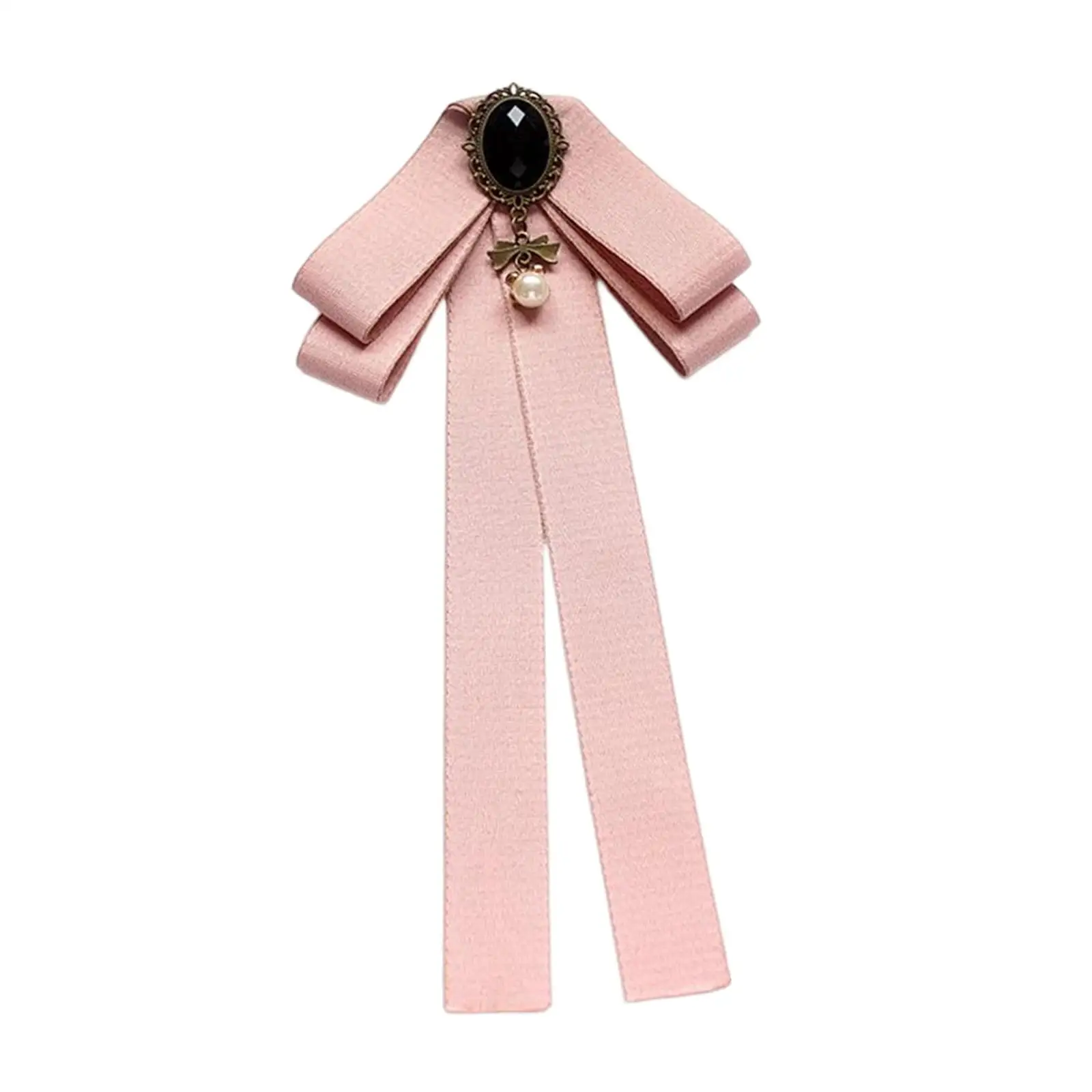Ribbon Bow Tie Brooch Elegant Ribbon Brooches Neckties Bowties Bowknot Brooch Pin Neck Tie for Female Shirt Cocktails Lady Party