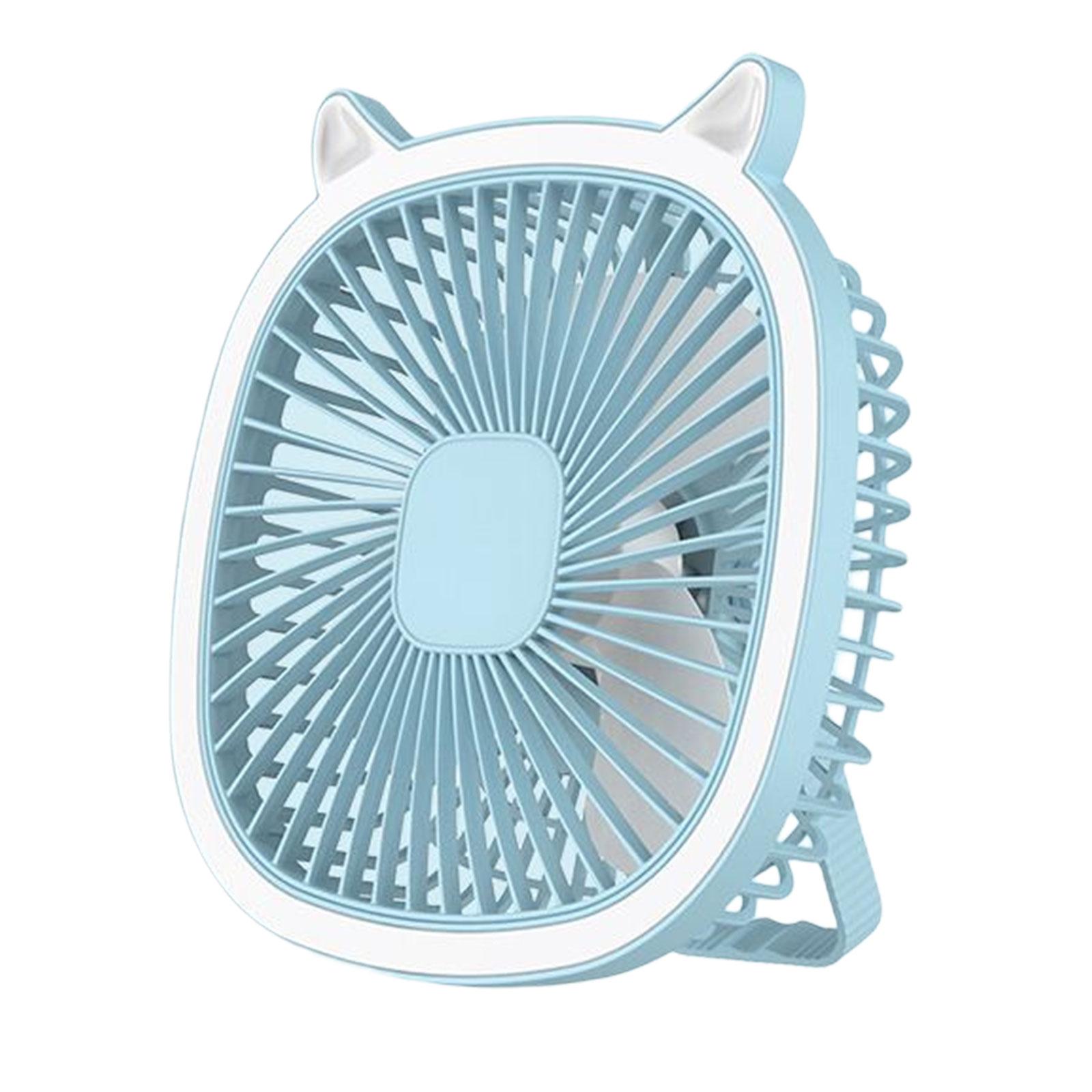 Compact Desk Fan Personal Table Cooling Fan Quiet USB Rechargeable with Lights with Hook Portable for Camping Car Home Office