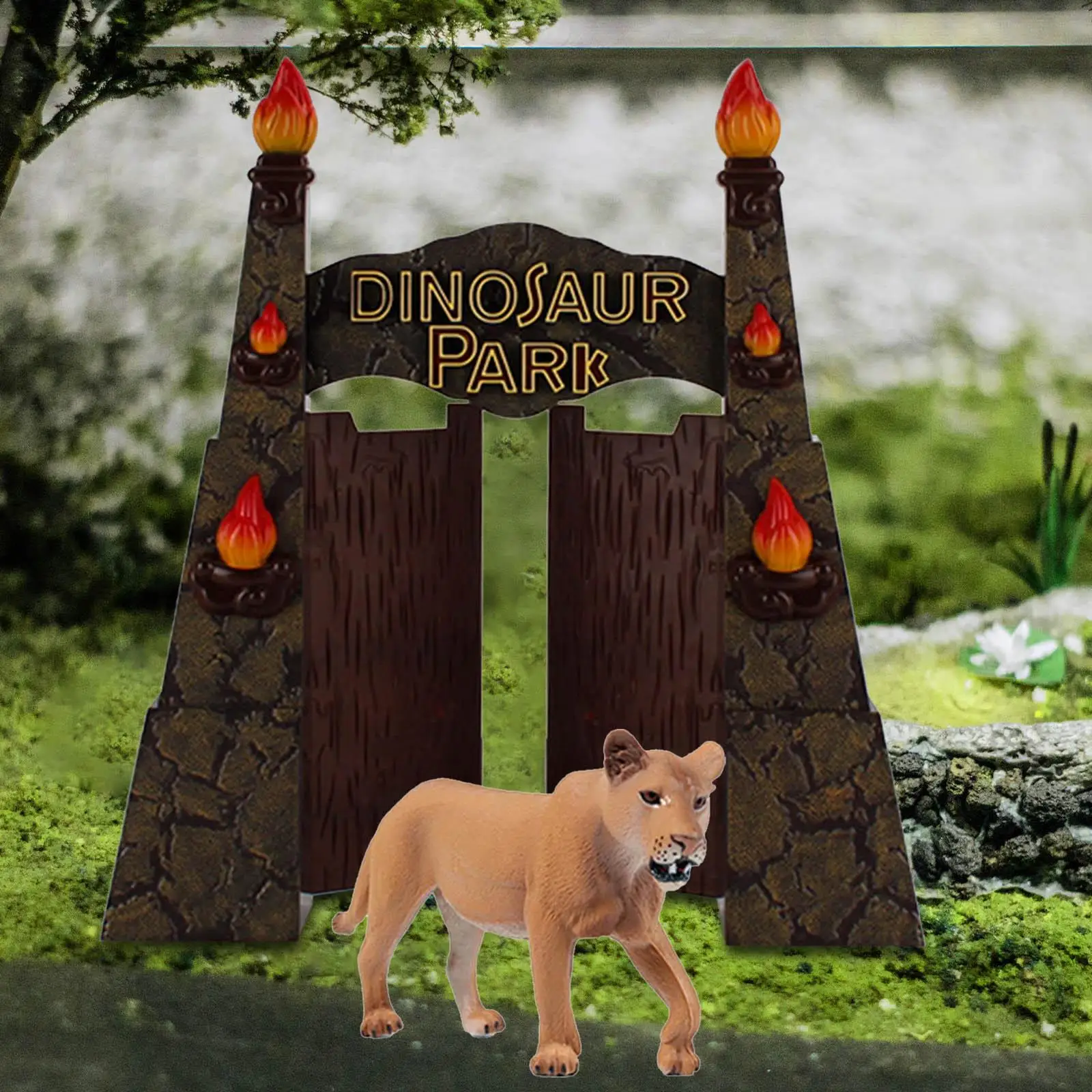 Dinosaur Park Fittings Sculpture Ornament Durable Gift Backdrop Model DIY Gate Frame for Kids Birthday Adventure Party