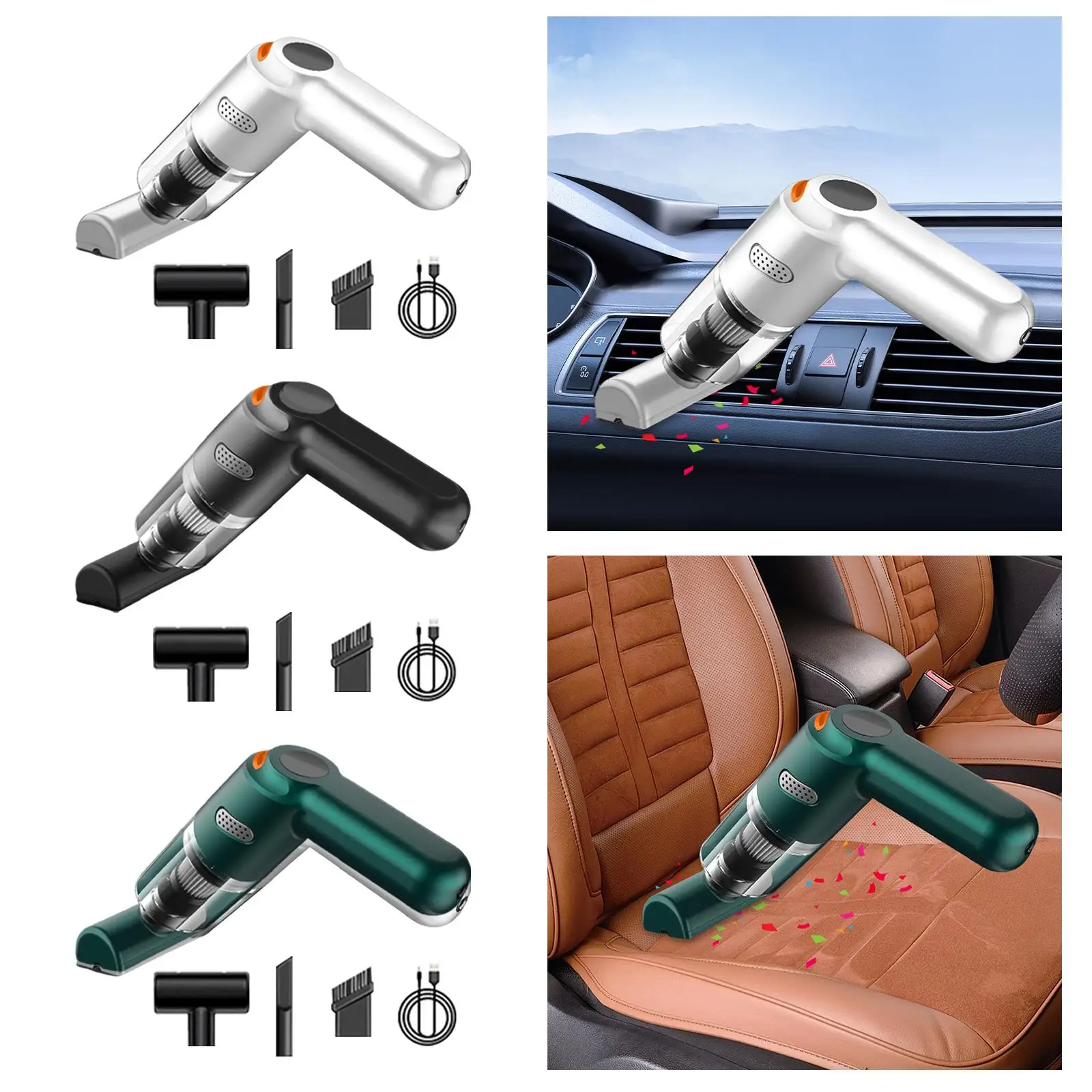 Mini Car Vacuum Cleaner High Power Suction Portable 120W Lightweight USB Charging for car home Paper Scraps PC Cleaning