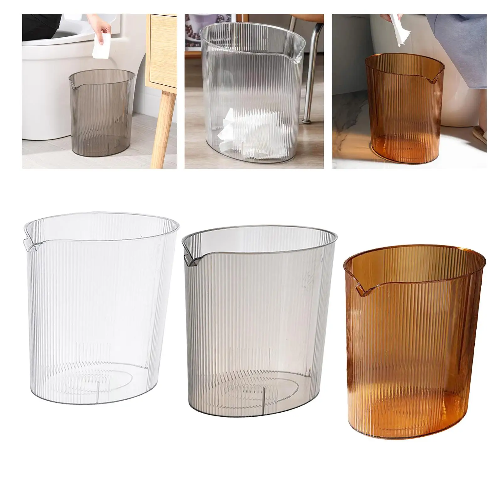 Minimalist Style Trash Can Dustbin Without Cover Transparent Waste Paper Basket Wastebasket Trashcan for Home Kitchen Toilet