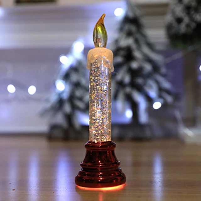 Lumières de bougie LED de Noël, lampe à paillettes tourbillonnantes sans  flamme, cristal électronique, ci-après les, décor de fête - AliExpress
