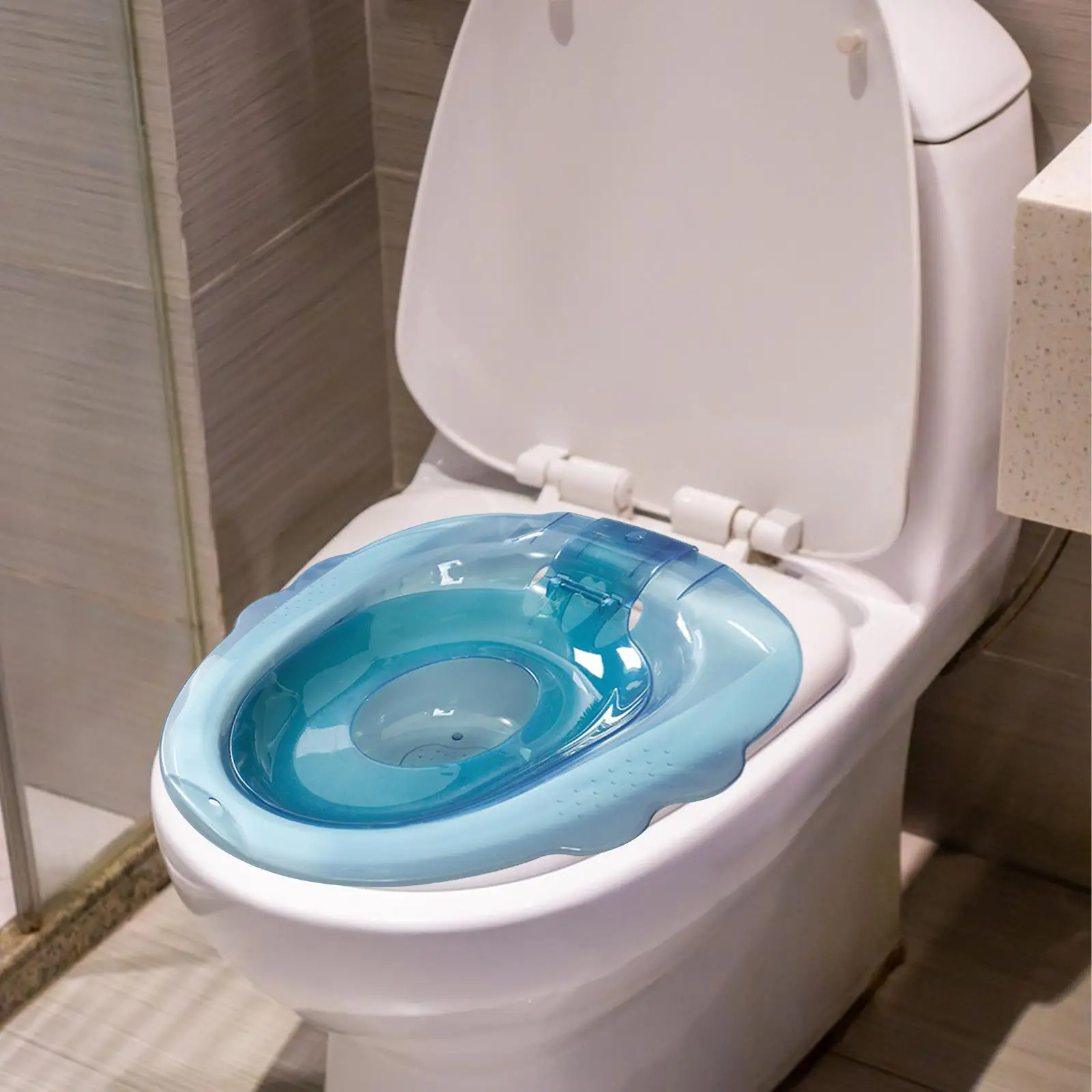 Toilet Seat Sitz Bath Women Bidet Hip Bath Set 39x39x12cm Anti Slip Multipurpose Smooth Surface with Flusher for Daily Cleansing