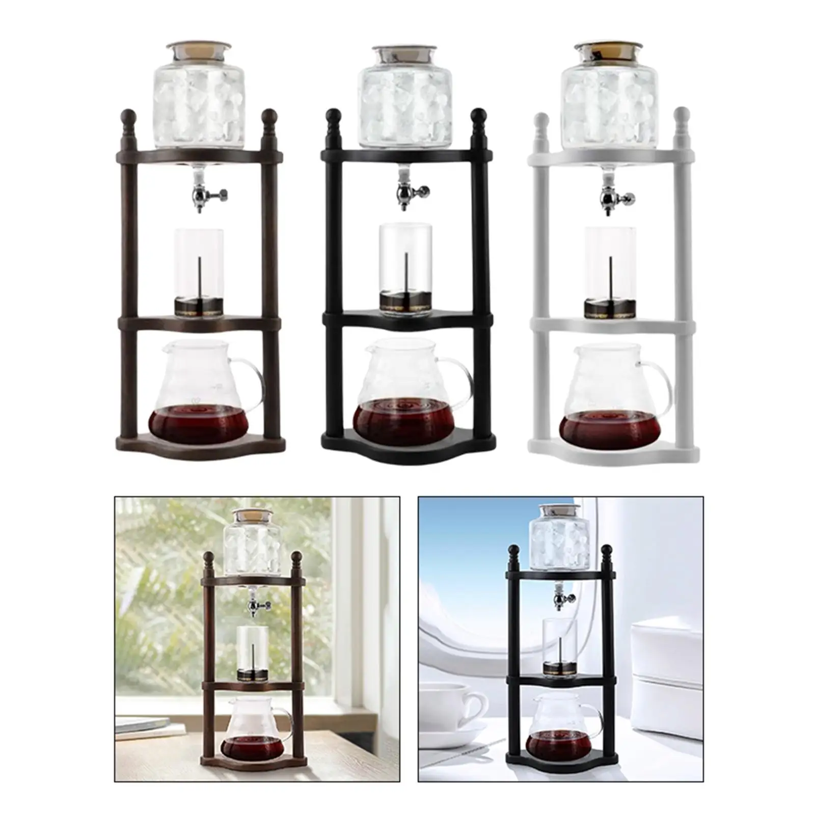 Ice Cold Brew Dripper Detachable Glass Pot Drip Coffee Maker Coffee Kettle Iced Coffee Maker Ice Drip Pot for Office Bar Home