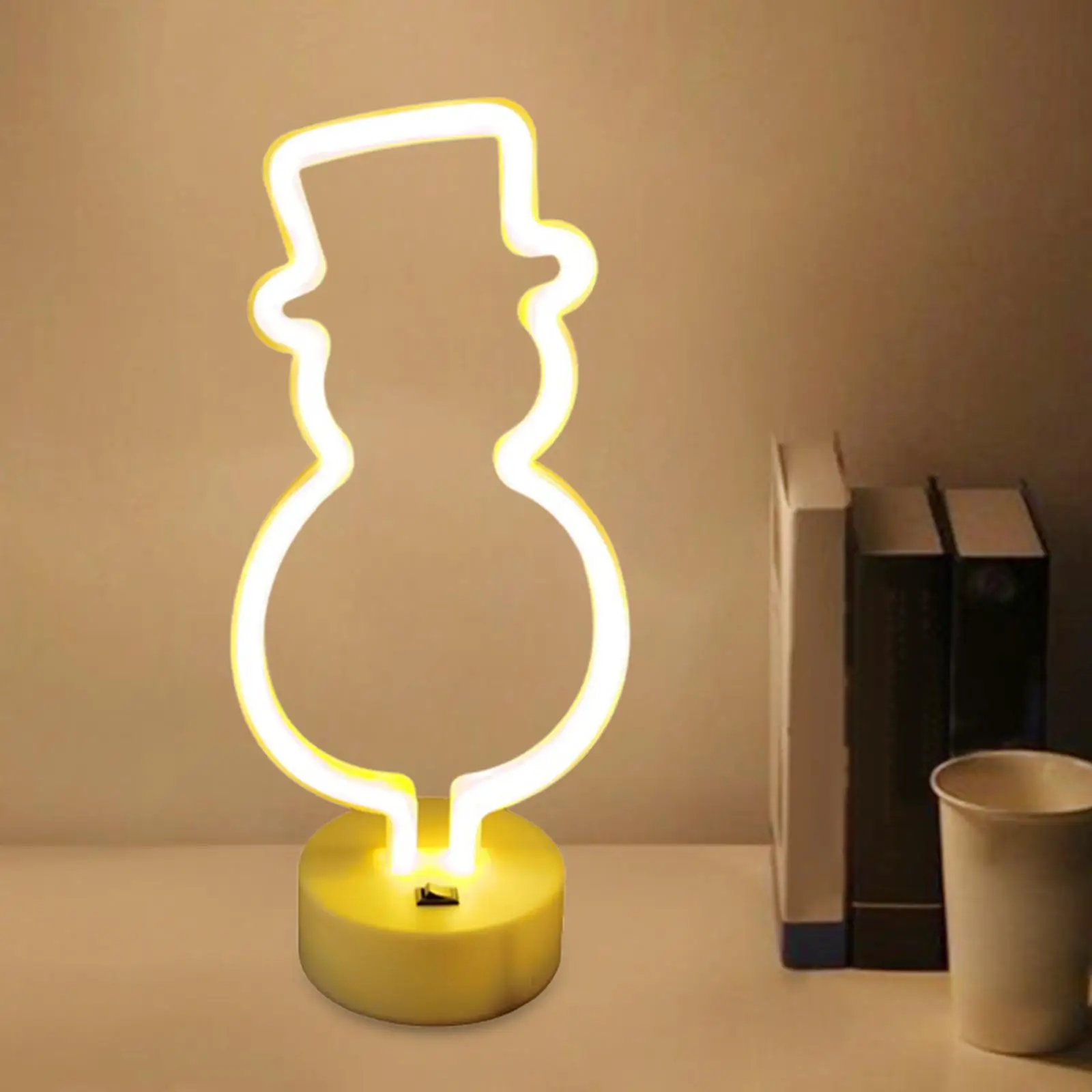 Snowman Neon Lamp Sign LED Neon Sign USB Battery Powered Night Light for Wedding Bar Pub Table Party Decor