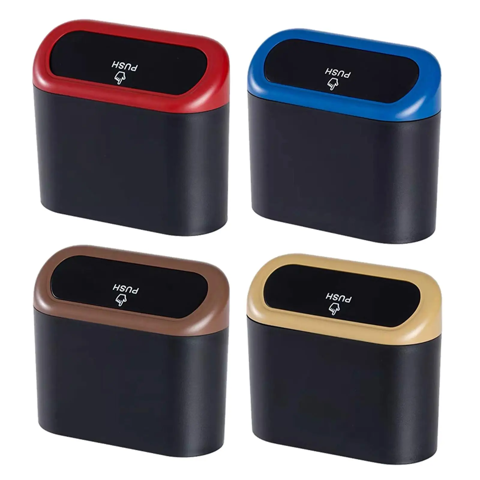 Mini Car Trash Can with Lid Trash Container Hanging Pressing Trash Bin Fits for Home Office Sofa Travel Waste Storage Trash Cans